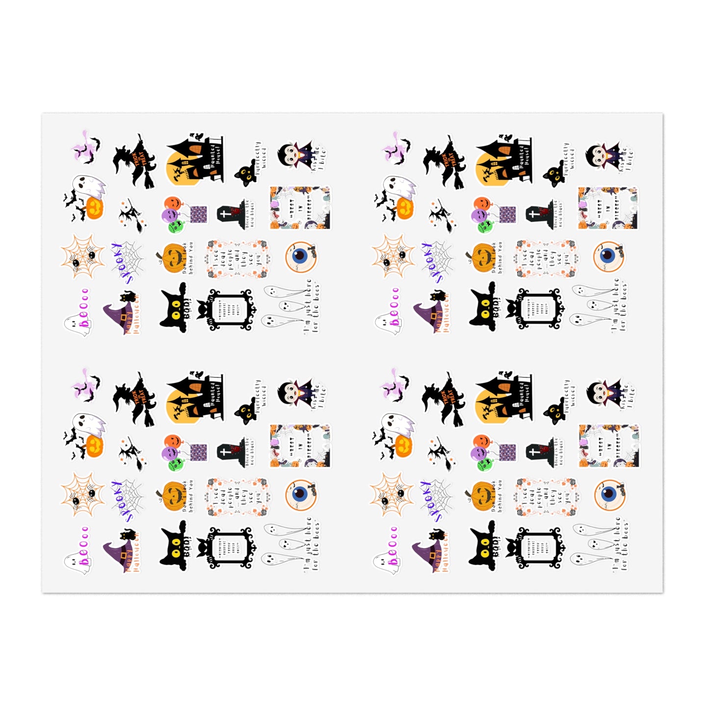 Halloween-Themed Sticker Sheets, Cute Planner Stickers, Spooky Decor, Scrapbooking Supplies, Fun Stickers for Kids & Adults
