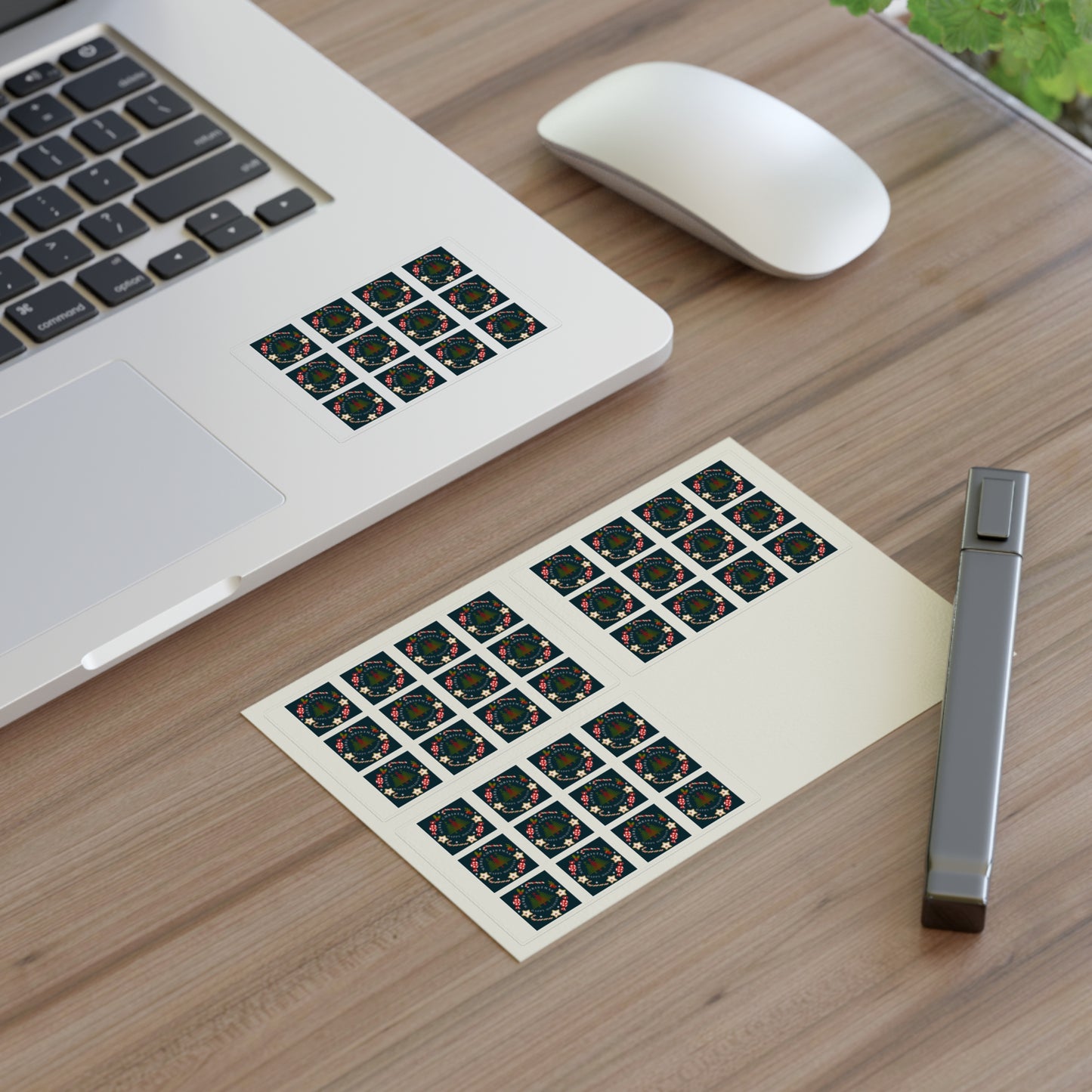 Merry Christmas & Happy Holidays Stickers (48 stickers per 11x8.5 size sheet)