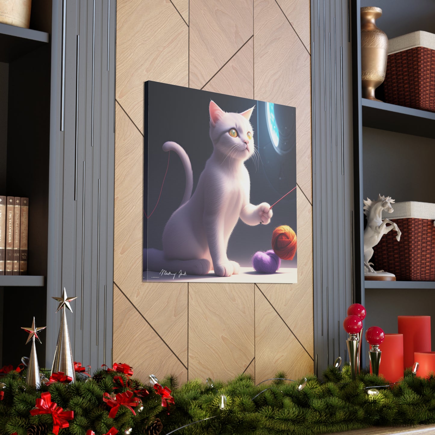 Playful Kitten and Wool Canvas Gallery Wraps