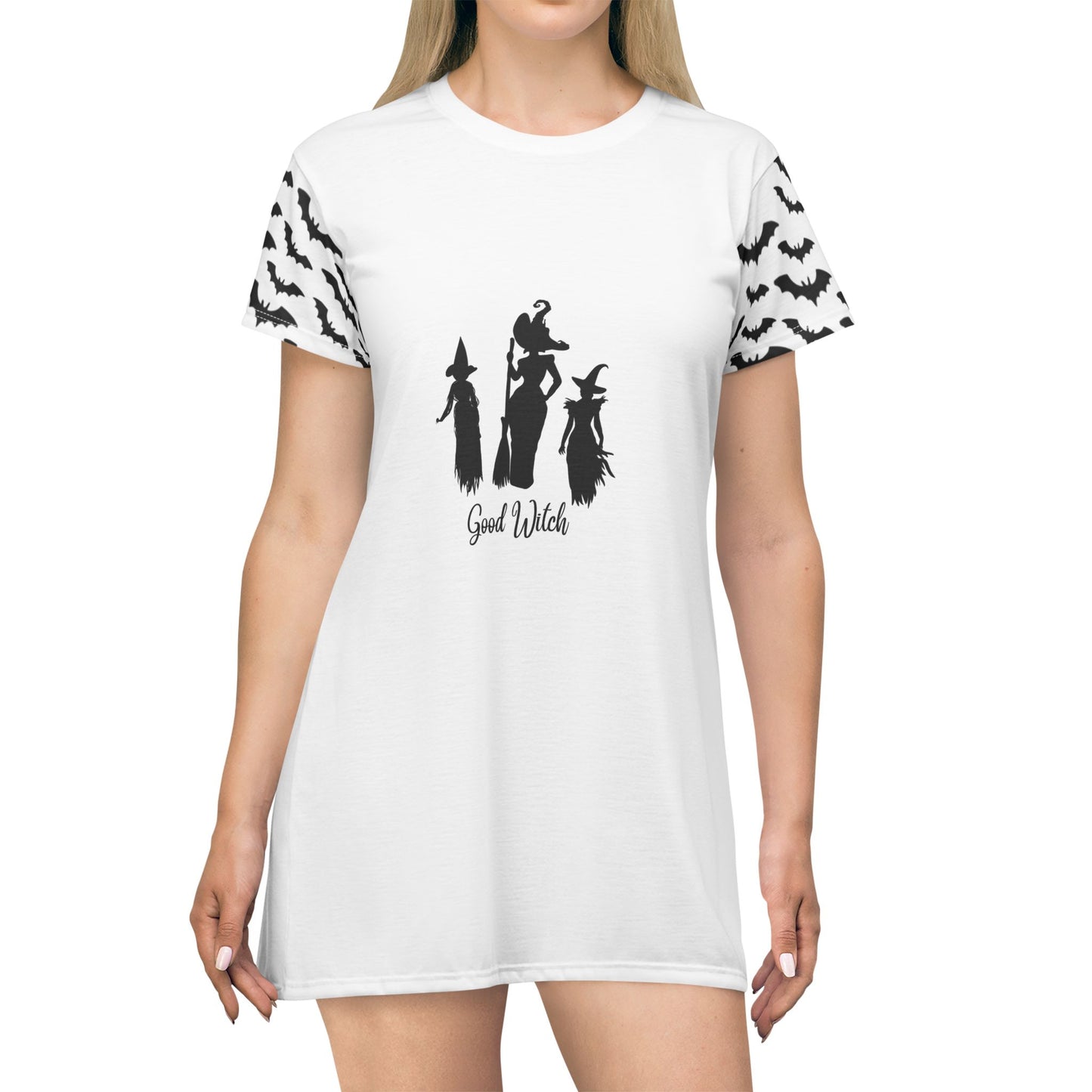 Good Witch T-Shirt Dress (AOP) white