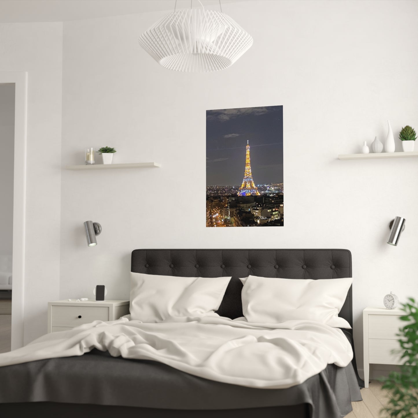 Merry Christmas Eiffel Future Satin Poster (210gsm)