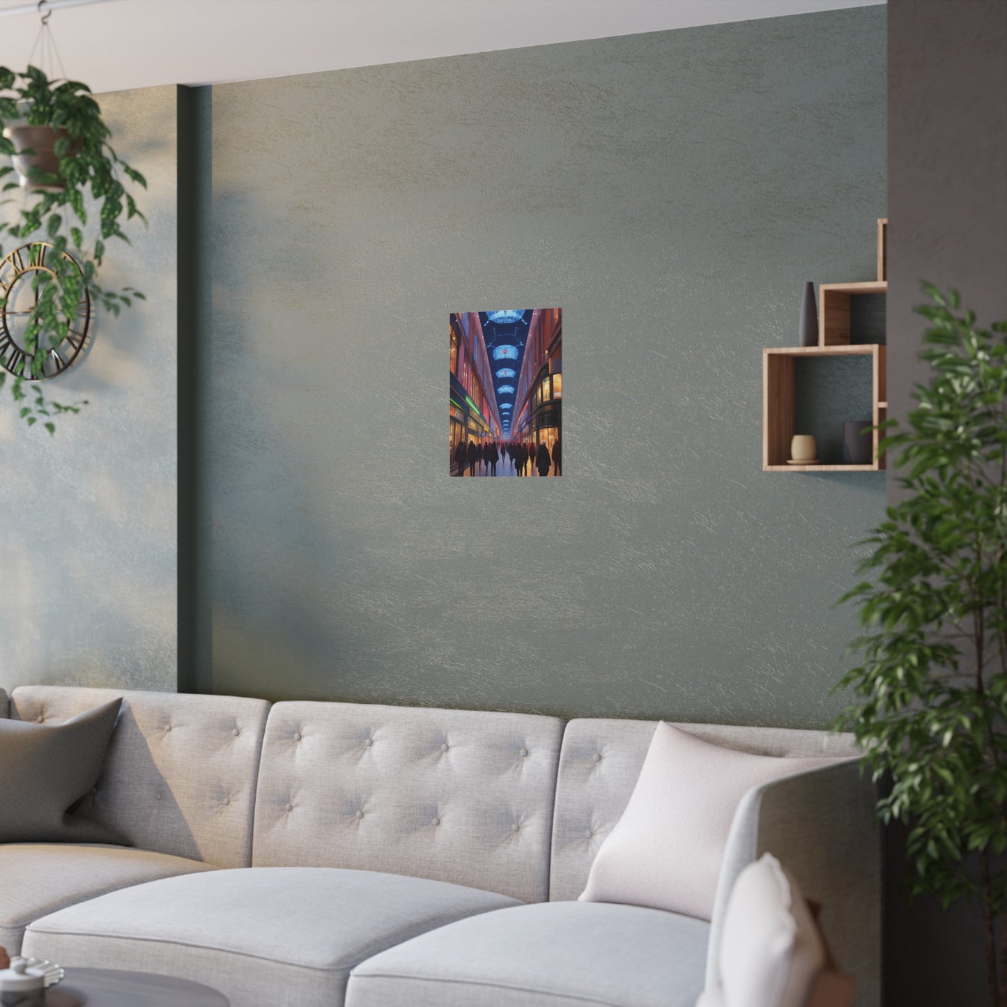 High Street Shoppers Futuristic Satin Poster (210gsm)