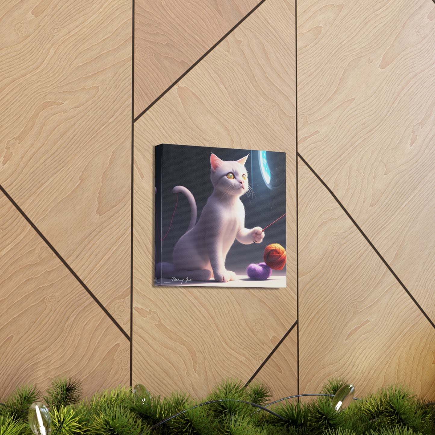 Playful Kitten and Wool Canvas Gallery Wraps