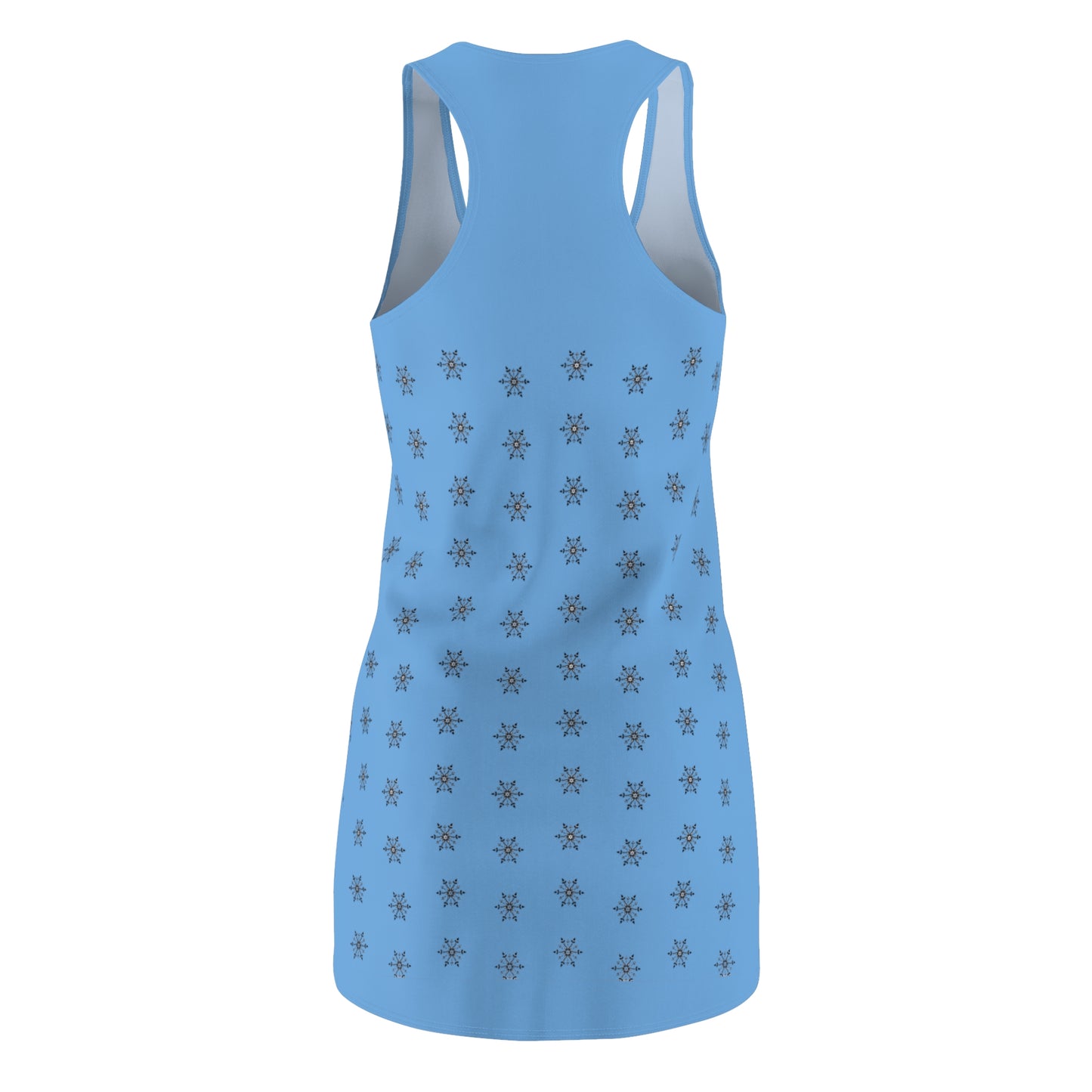 Women's Snowflake Black Design on Light Blue Cut & Sew Racerback Dress (AOP)