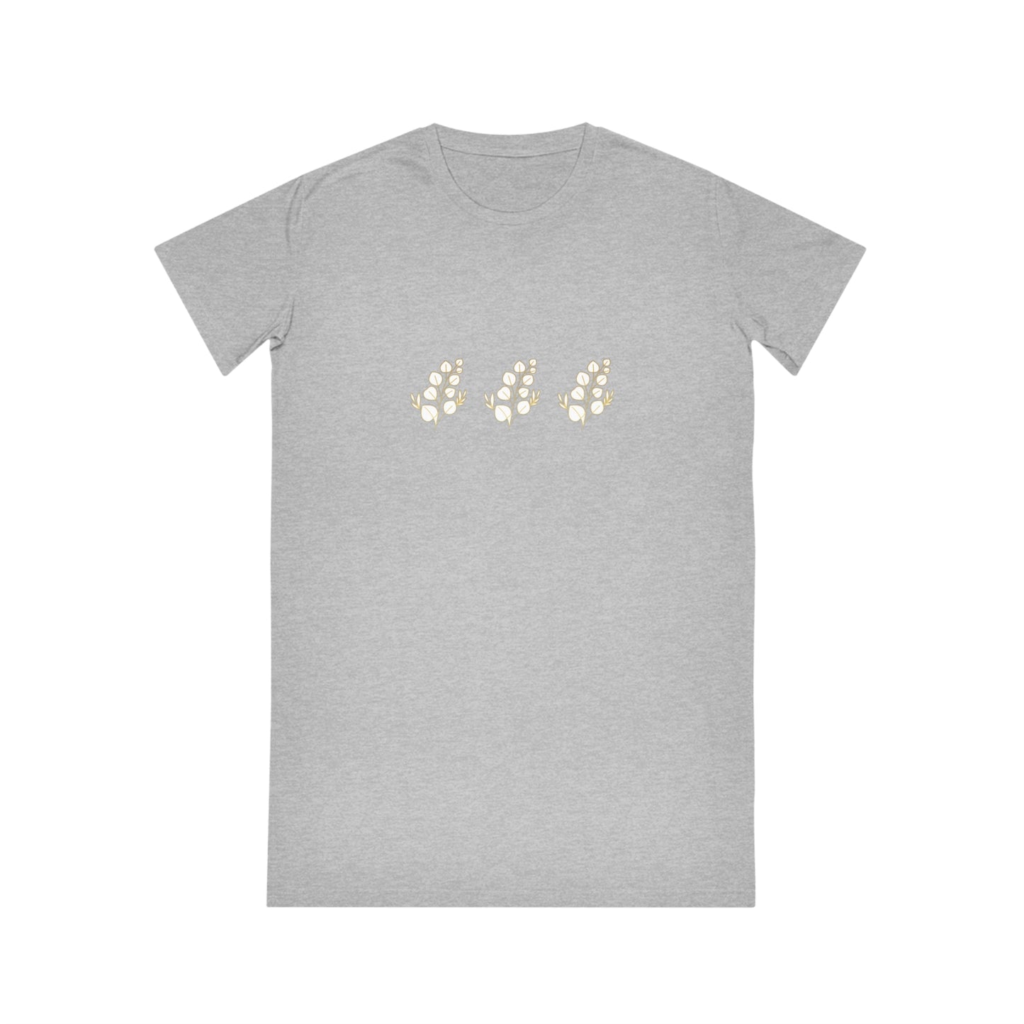 Gold & White Flower Design Spinner T-Shirt Dress