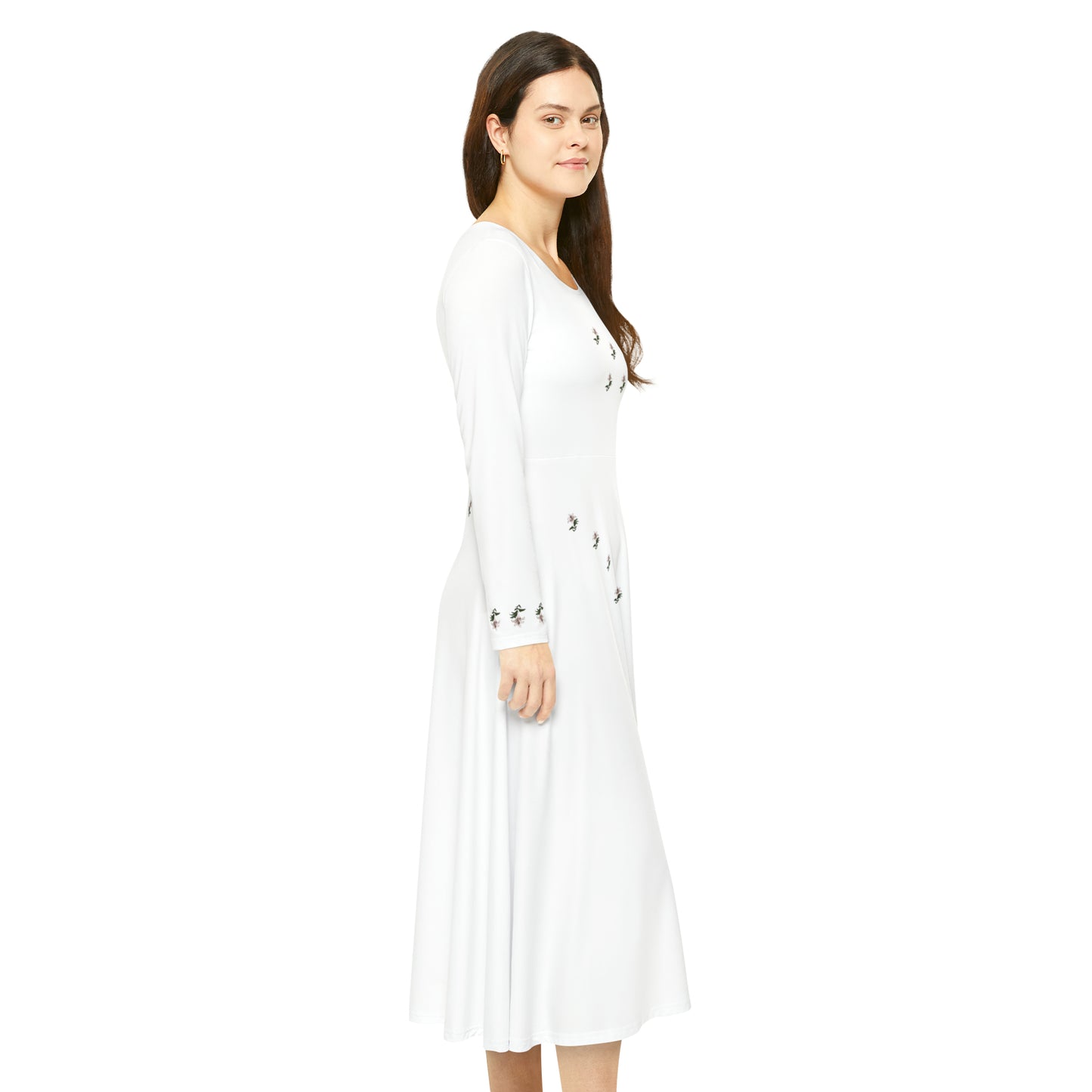 Pink lillies Women's Long Sleeve Dance Dress (AOP)