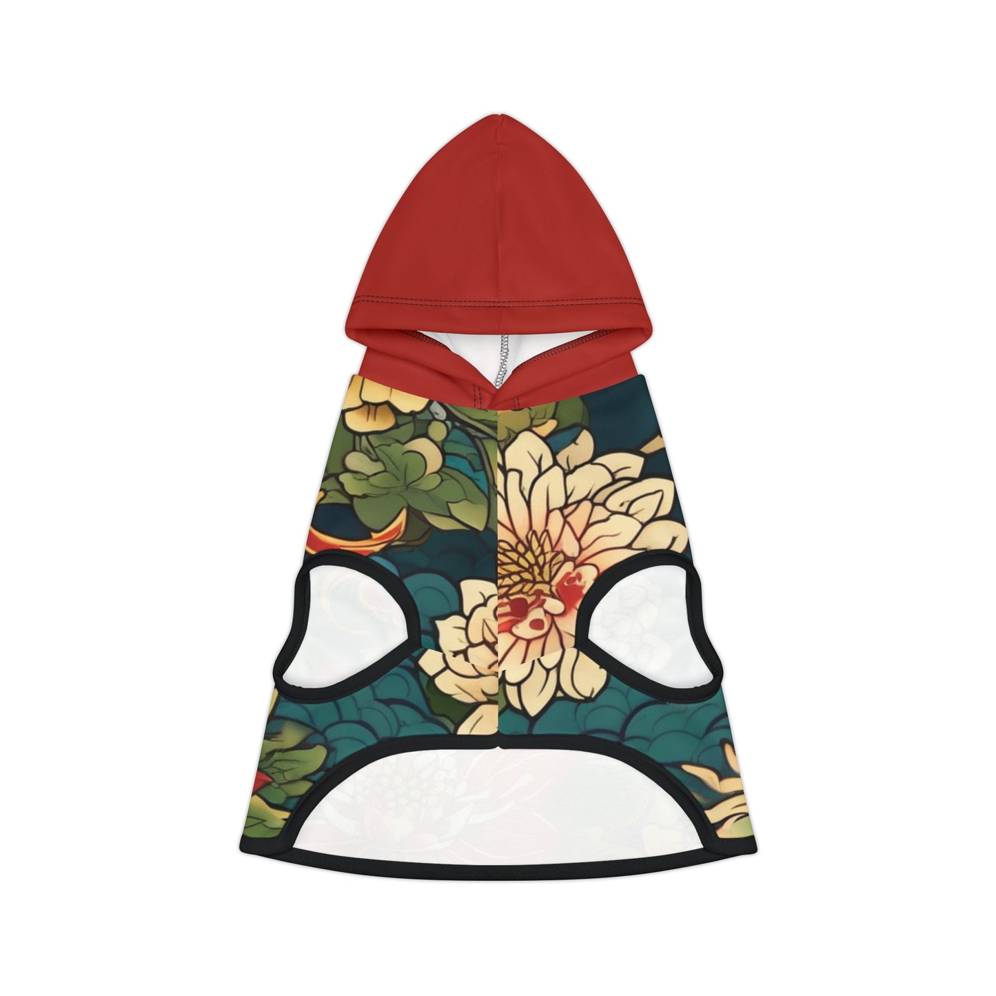 Japanese Flower Design 2 Red Hood Pet Hoodie