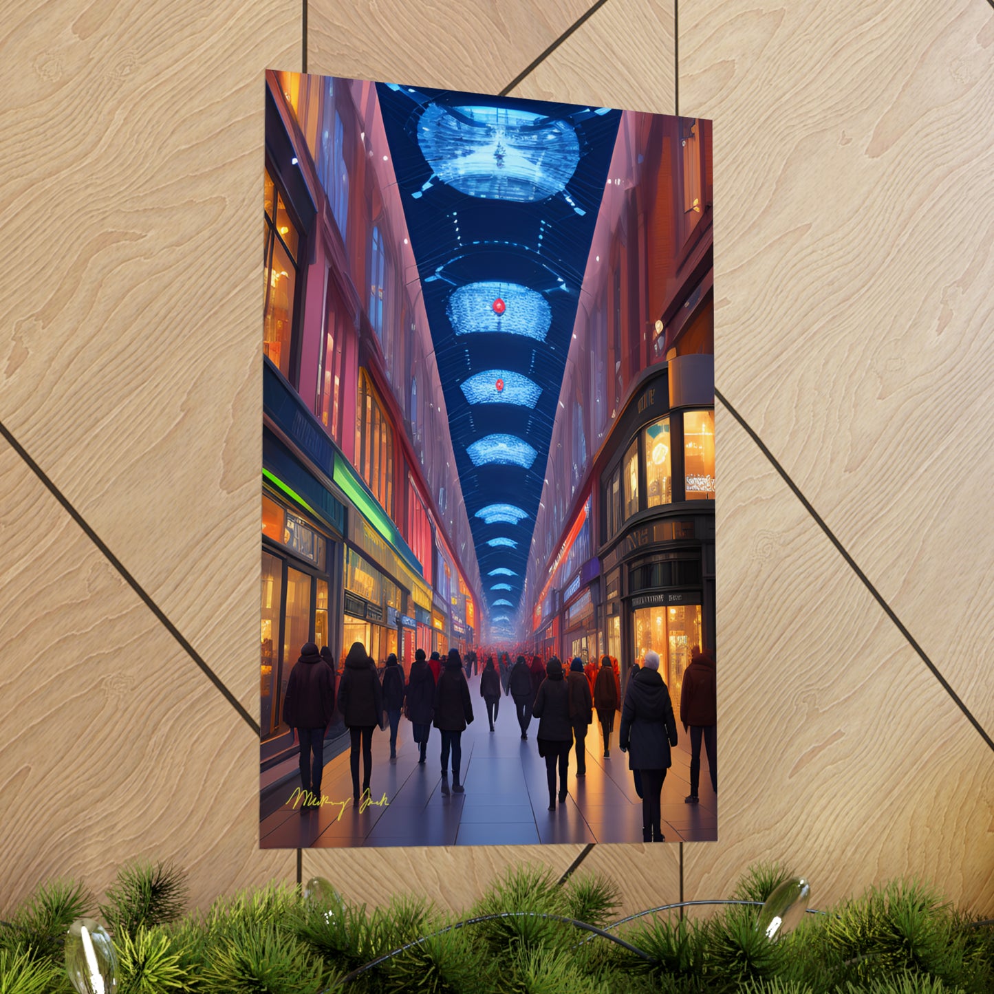 High Street Shoppers Futuristic Matte Vertical Posters