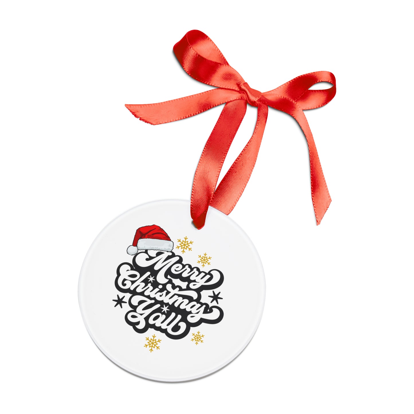 Merry Christmas Acrylic Ornament with Ribbon
