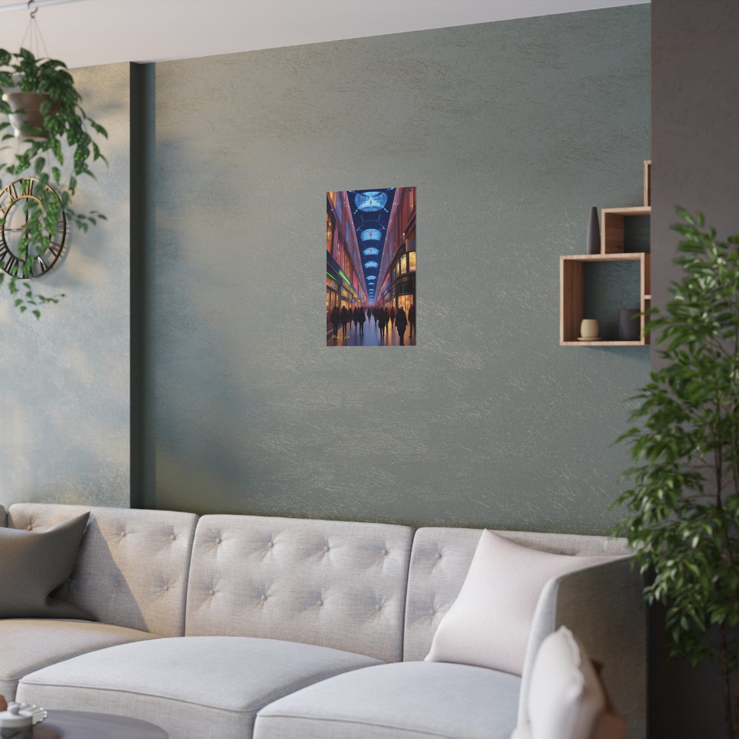 High Street Shoppers Futuristic Satin Poster (210gsm)