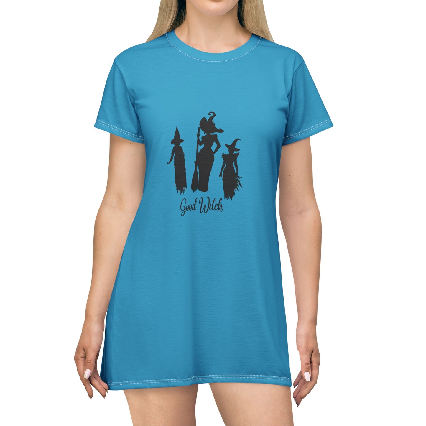 Good Witch T-Shirt Dress (AOP) turquoise