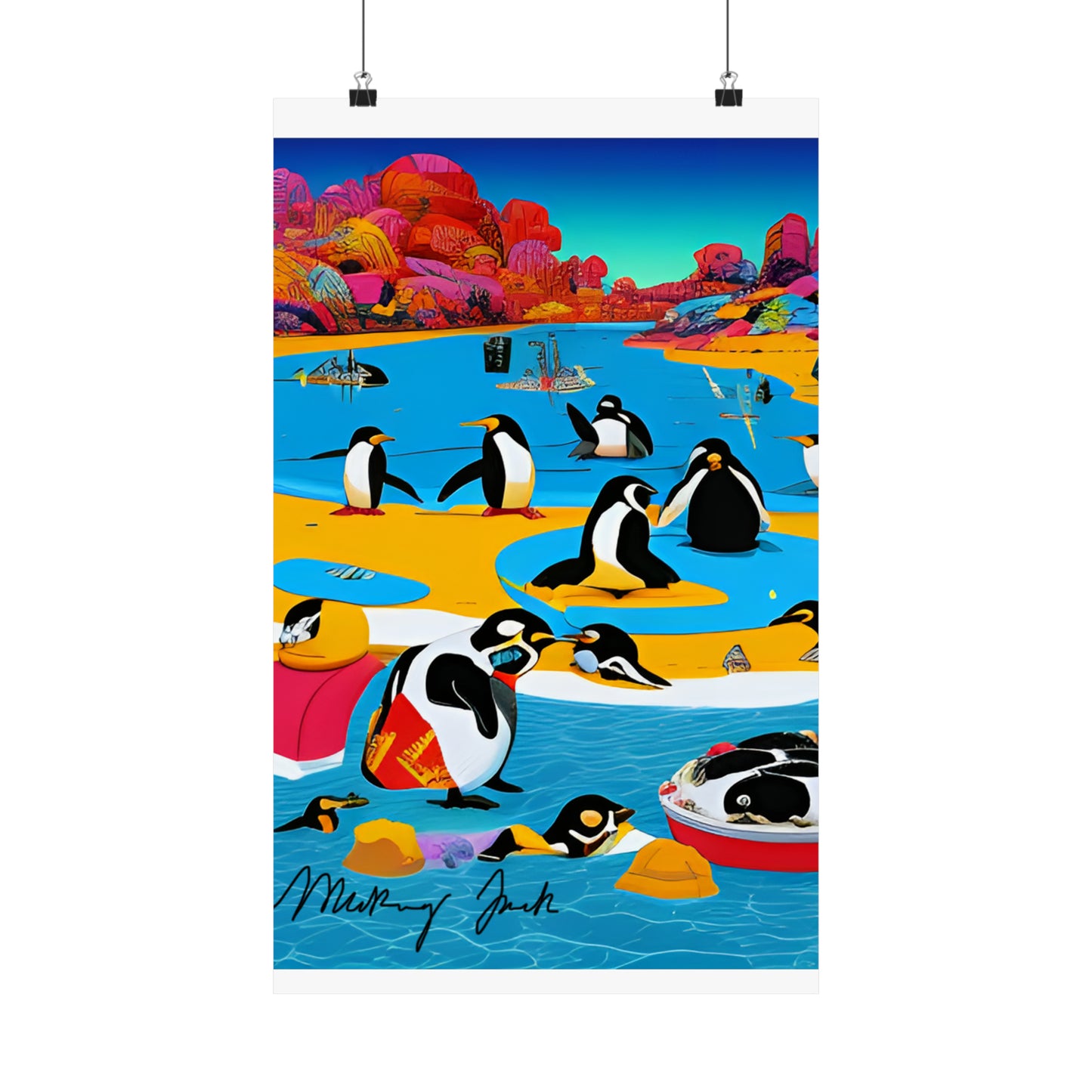 Penguin City Matte Vertical Posters
