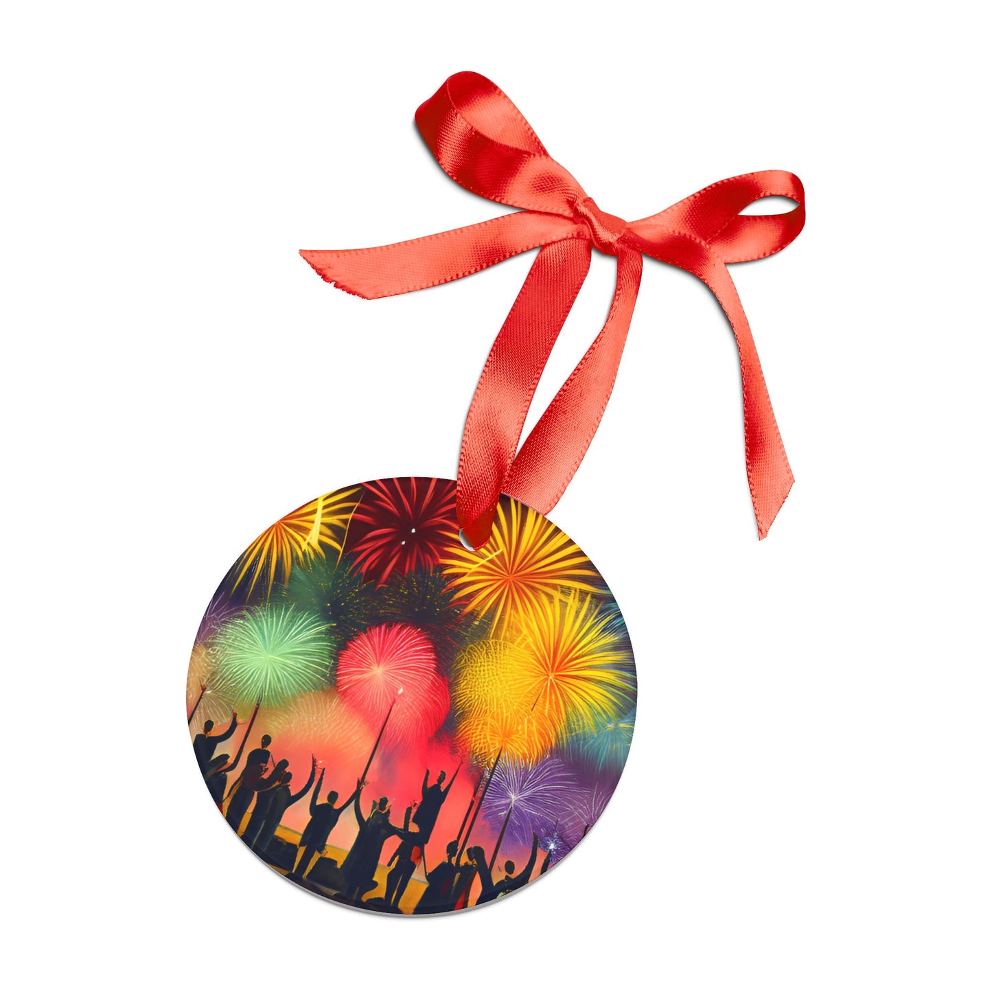 Happy New Year Acrylic Ornament with Ribbon