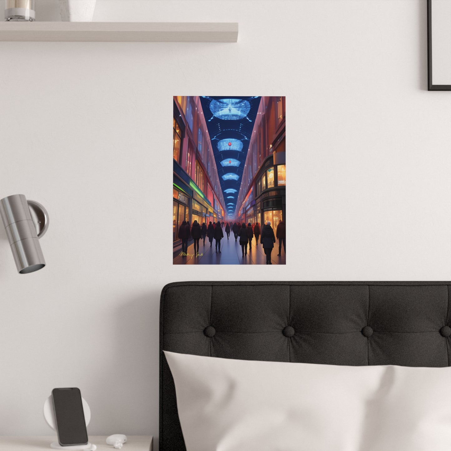 High Street Shoppers Futuristic Satin Poster (210gsm)