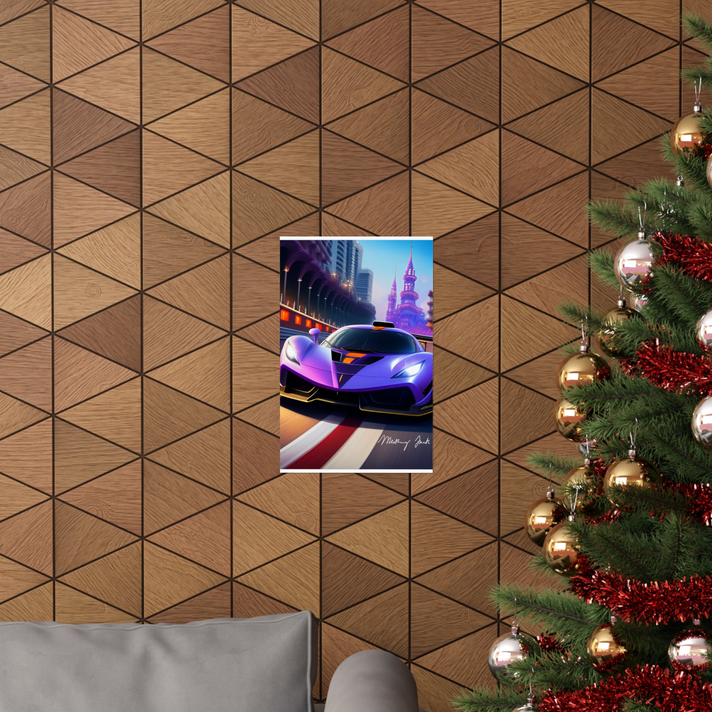 Purple Sportscar Matte Vertical Posters