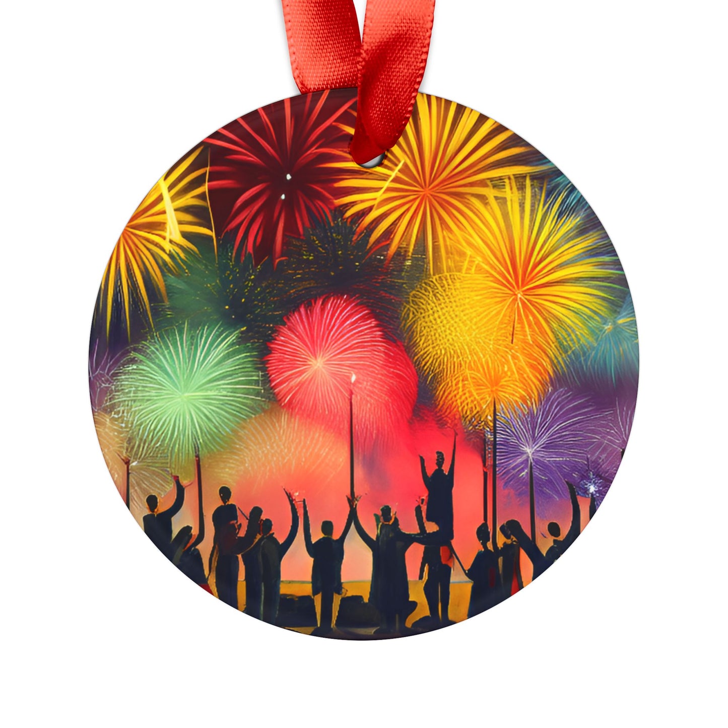 Happy New Year Acrylic Ornament with Ribbon