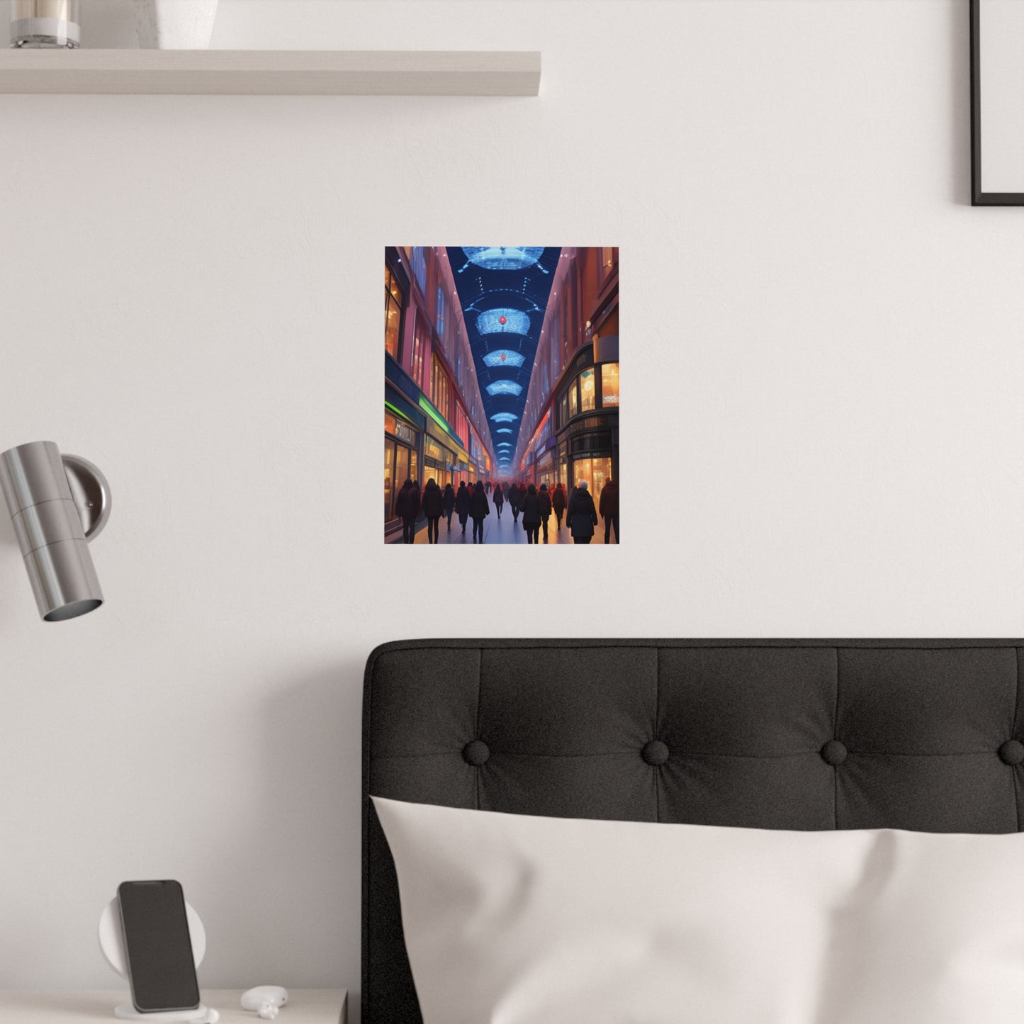 High Street Shoppers Futuristic Satin Poster (210gsm)