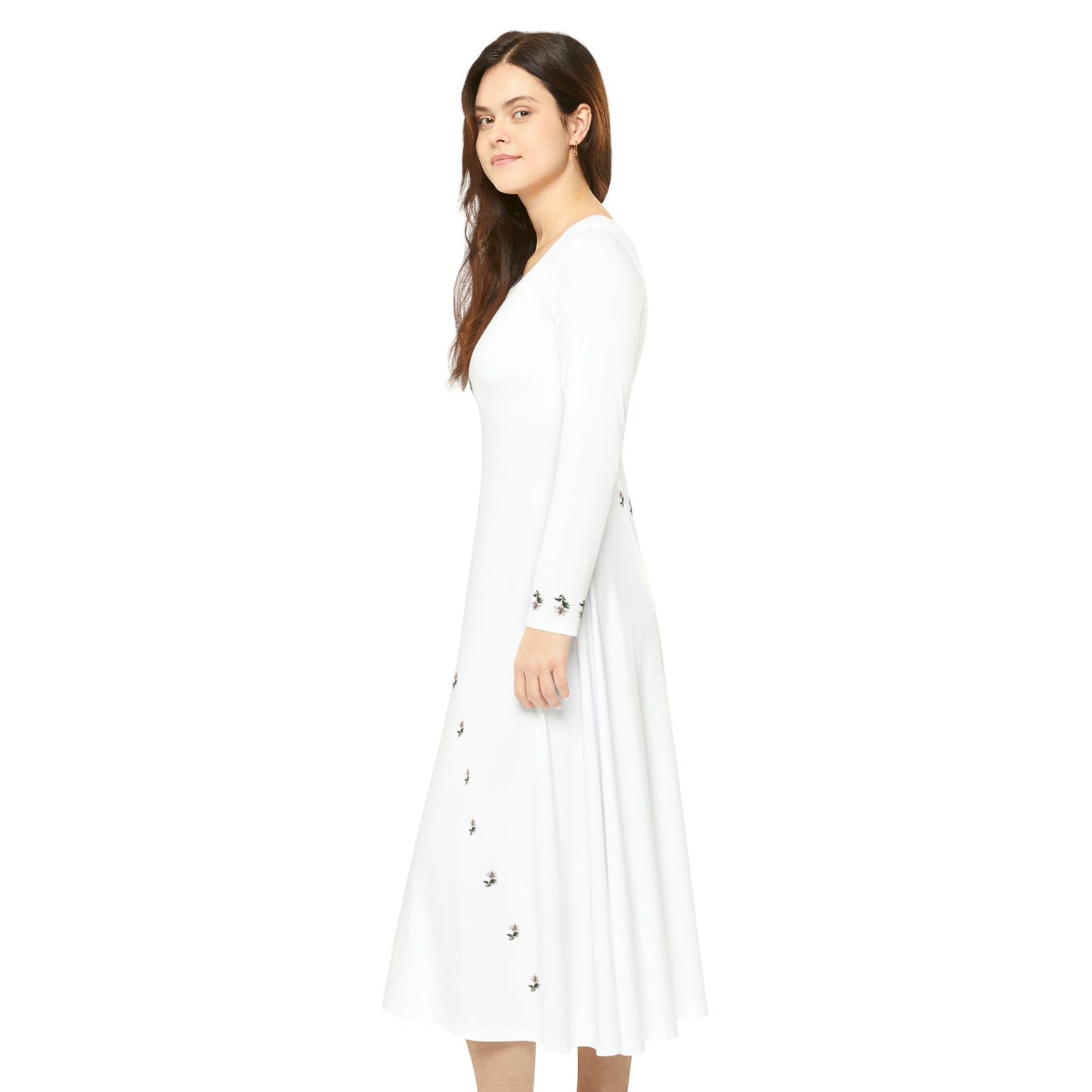 Pink lillies Women's Long Sleeve Dance Dress (AOP)