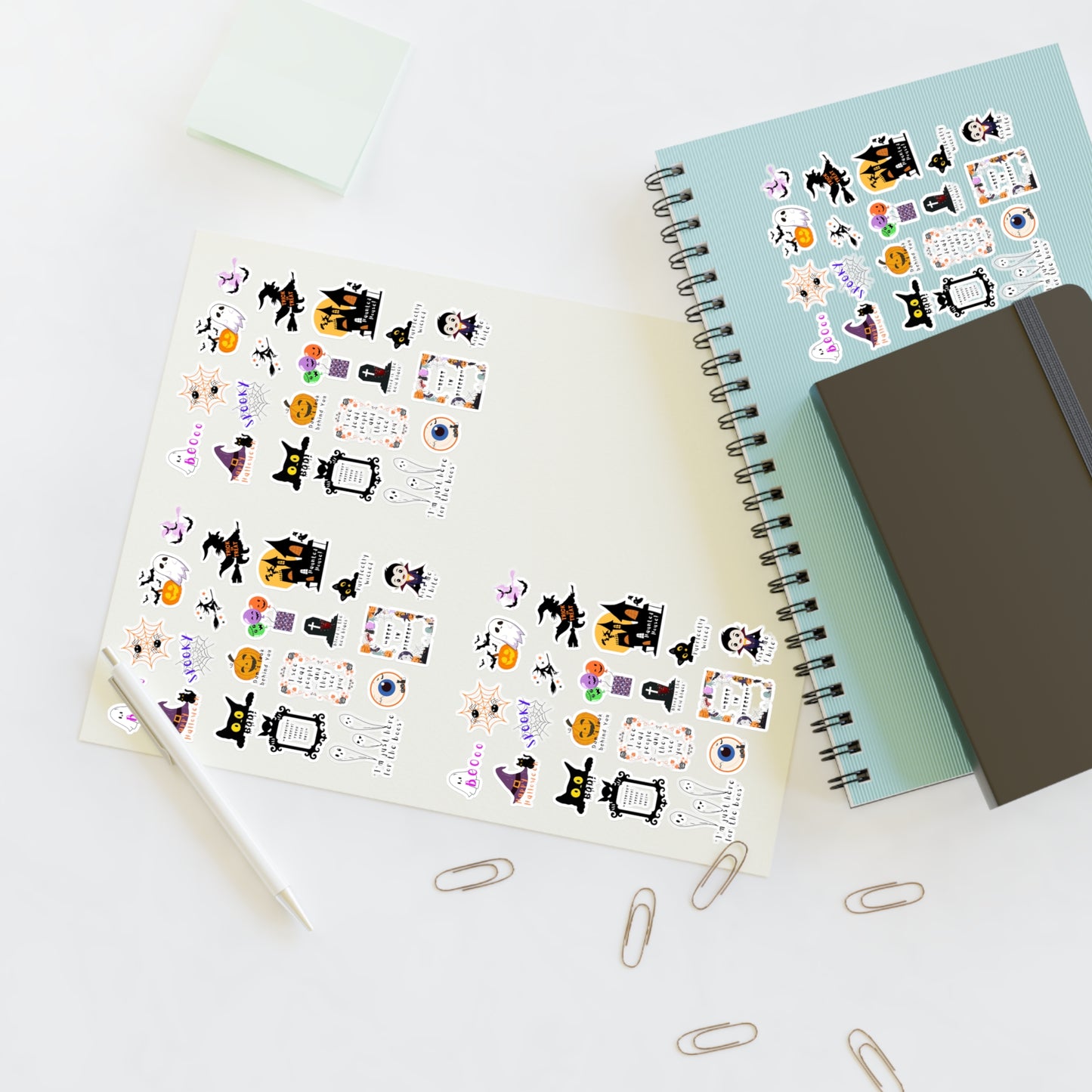 Halloween-Themed Sticker Sheets, Cute Planner Stickers, Spooky Decor, Scrapbooking Supplies, Fun Stickers for Kids & Adults