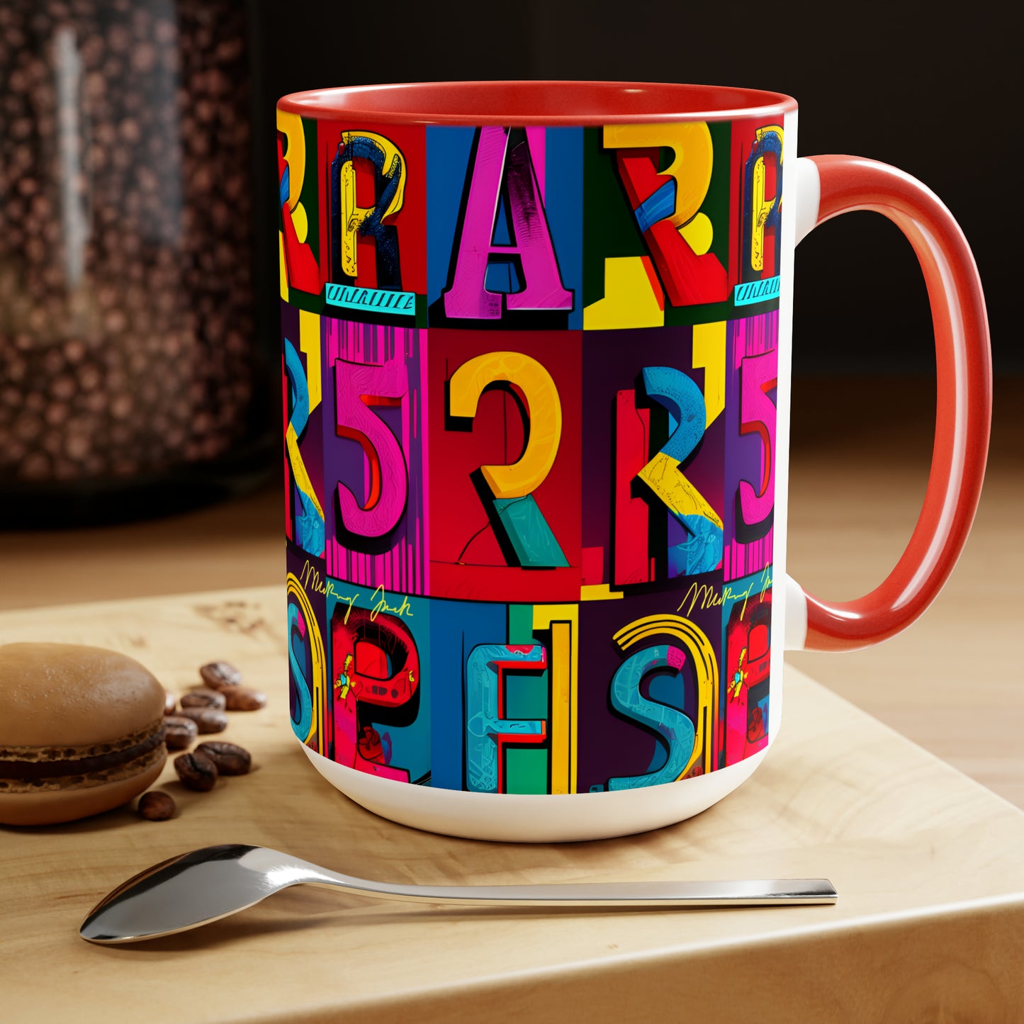 Two-Tone Alpha Coffee Mugs, 15oz