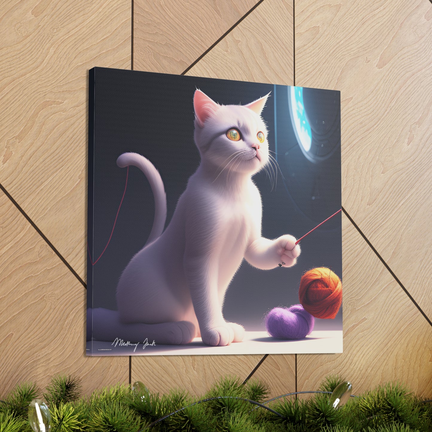 Playful Kitten and Wool Canvas Gallery Wraps