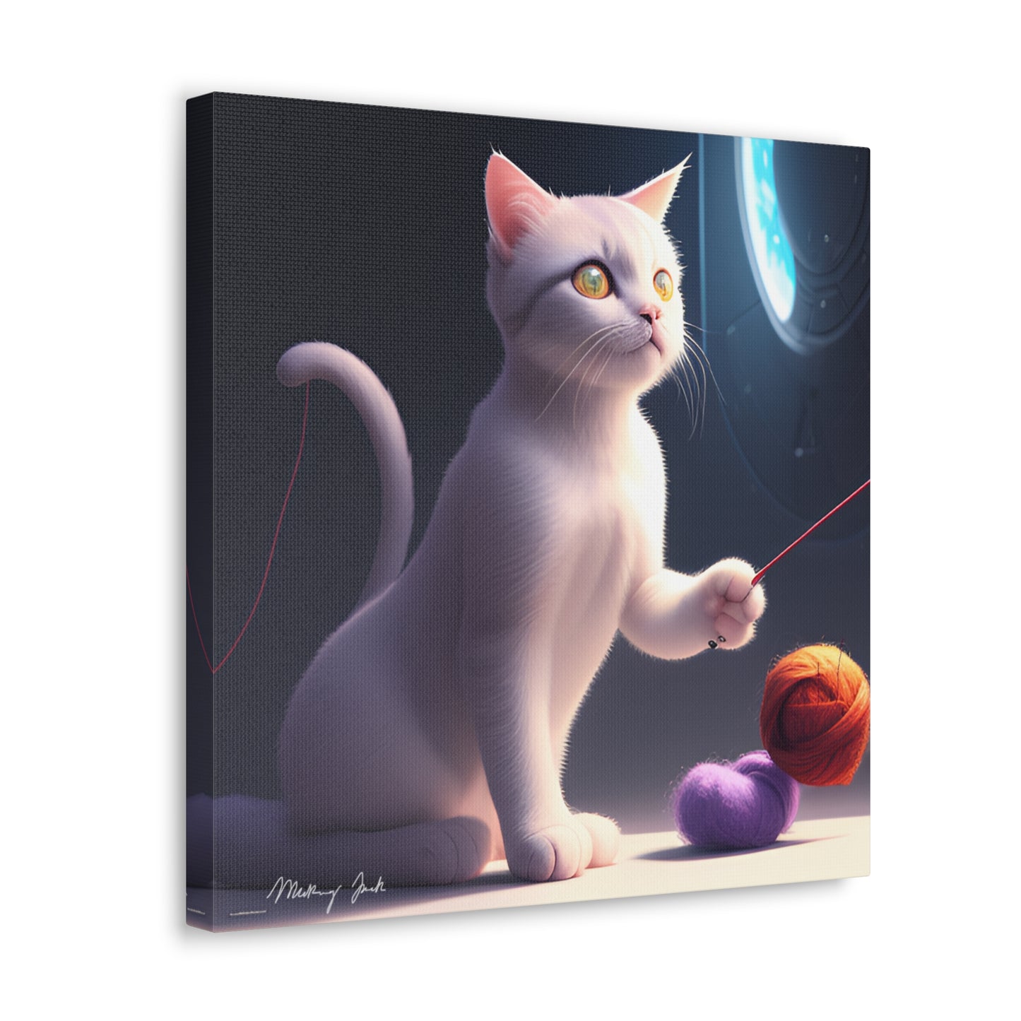 Playful Kitten and Wool Canvas Gallery Wraps