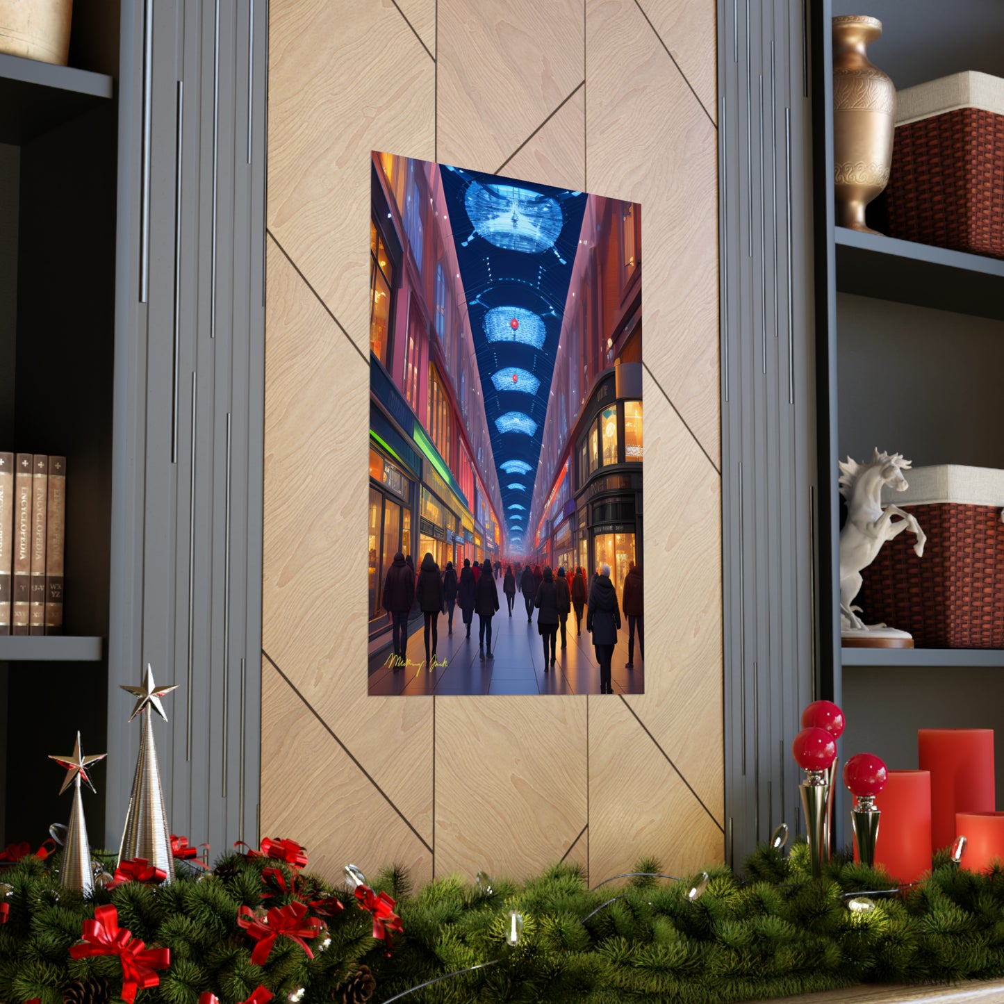 High Street Shoppers Futuristic Matte Vertical Posters
