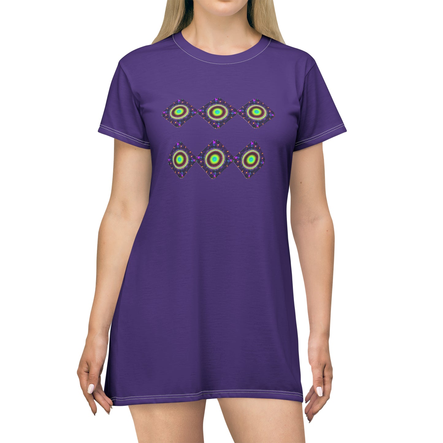Galaxy T-Shirt Dress (AOP) dark purple