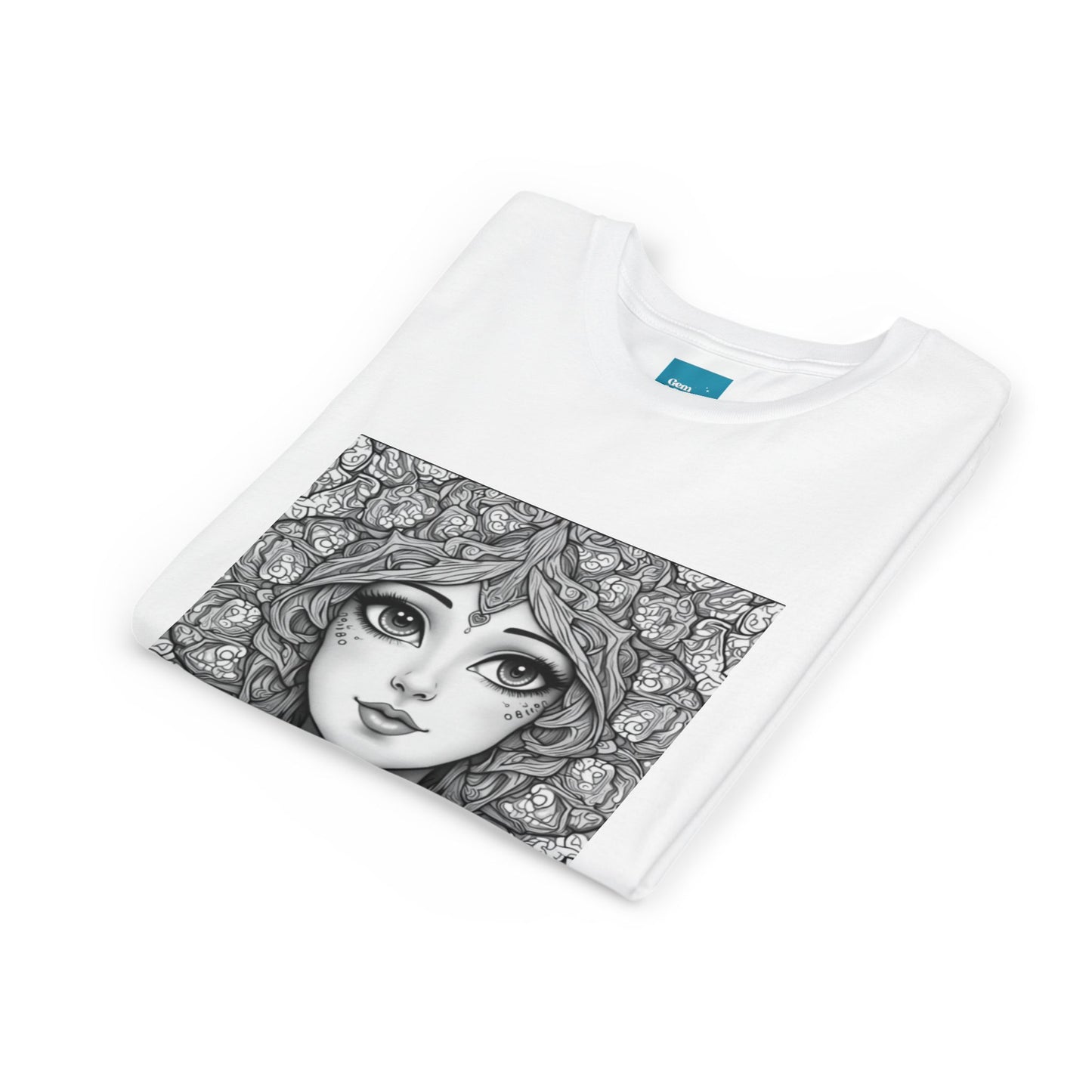 Mandala Hair Youth Floral Design Short Sleeve Tee (Lightweight with soft feel) - Cute T-Shirt for Kids, Perfect Gift for Birthdays, Summer Fun, Art Lovers, Casual Wear