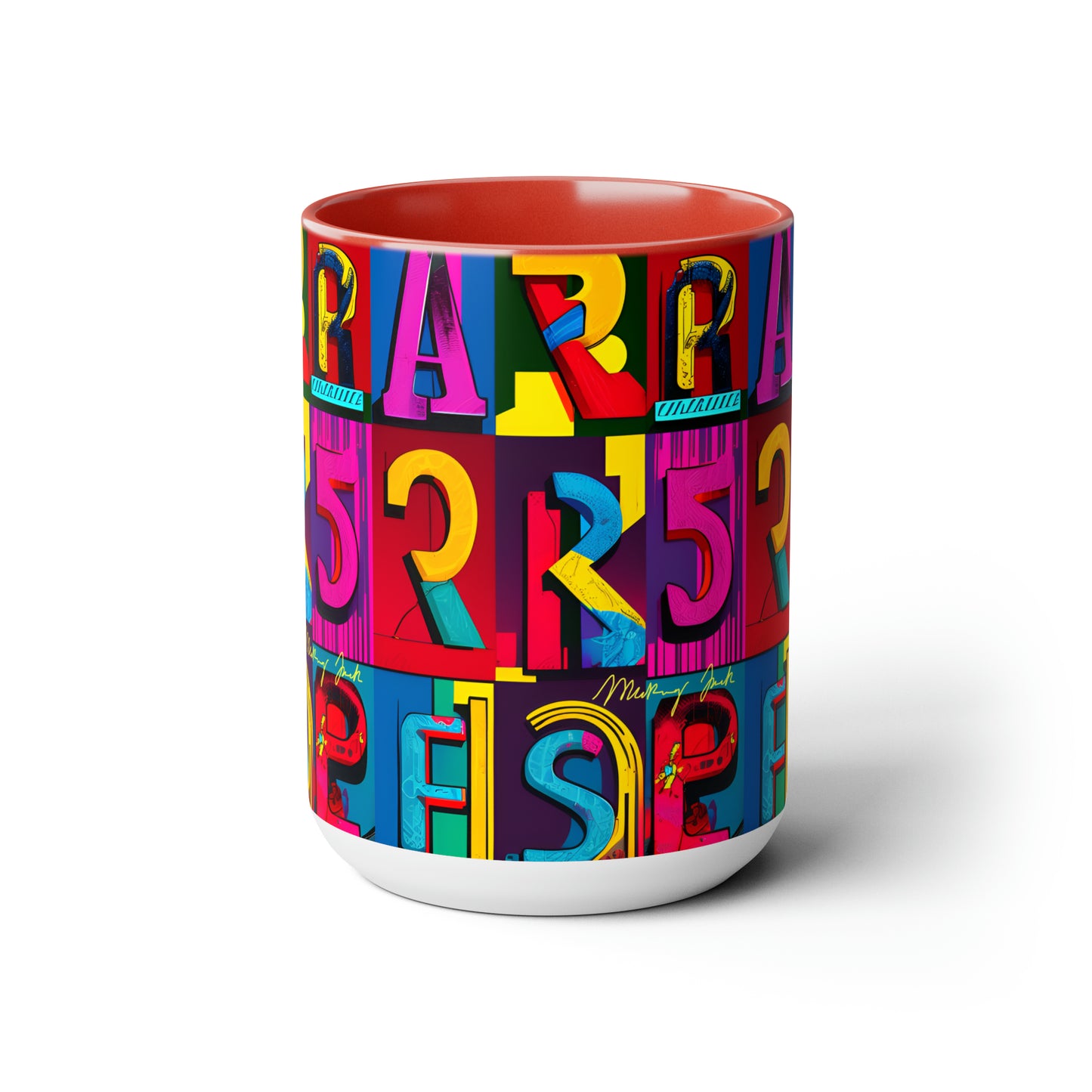 Two-Tone Alpha Coffee Mugs, 15oz