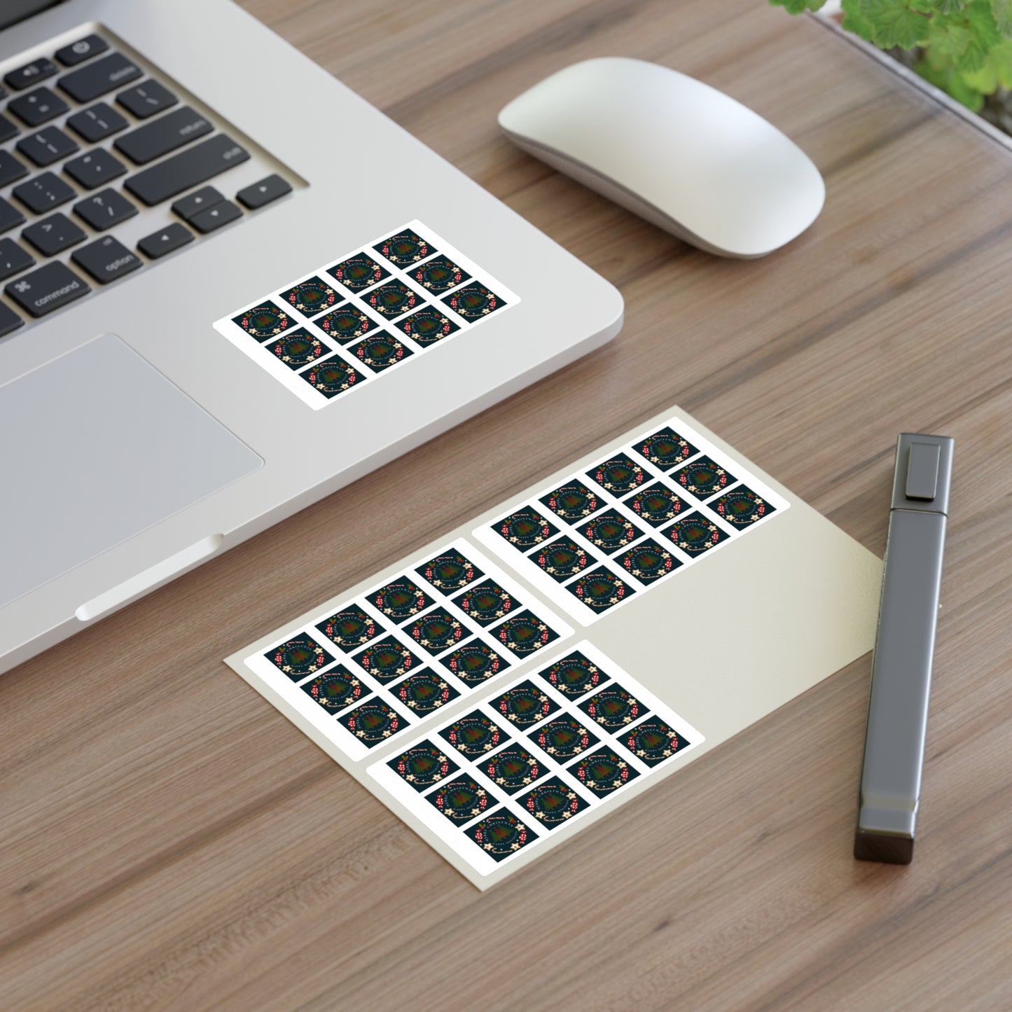 Merry Christmas & Happy Holidays Stickers (48 stickers per 11x8.5 size sheet)