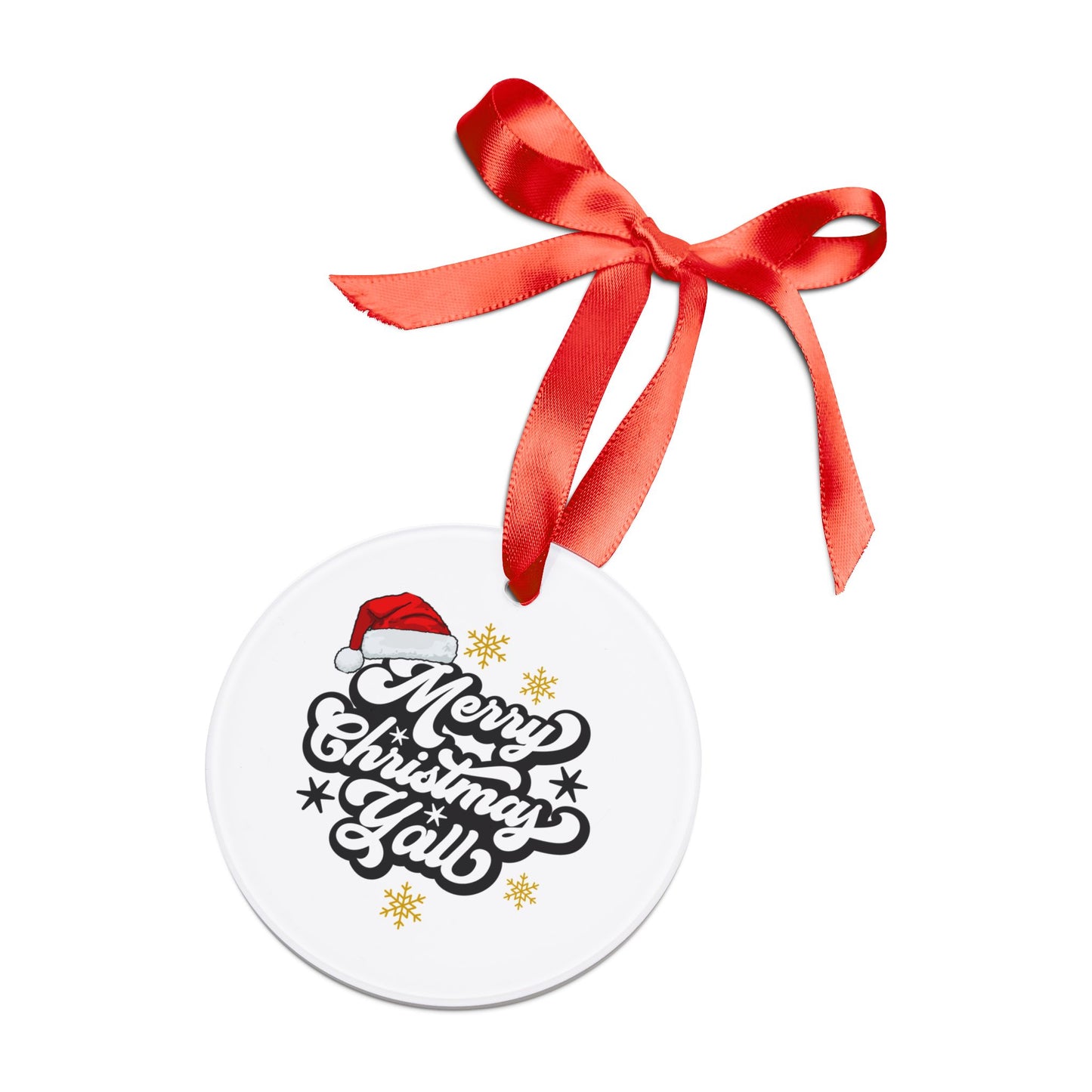 Merry Christmas Acrylic Ornament with Ribbon