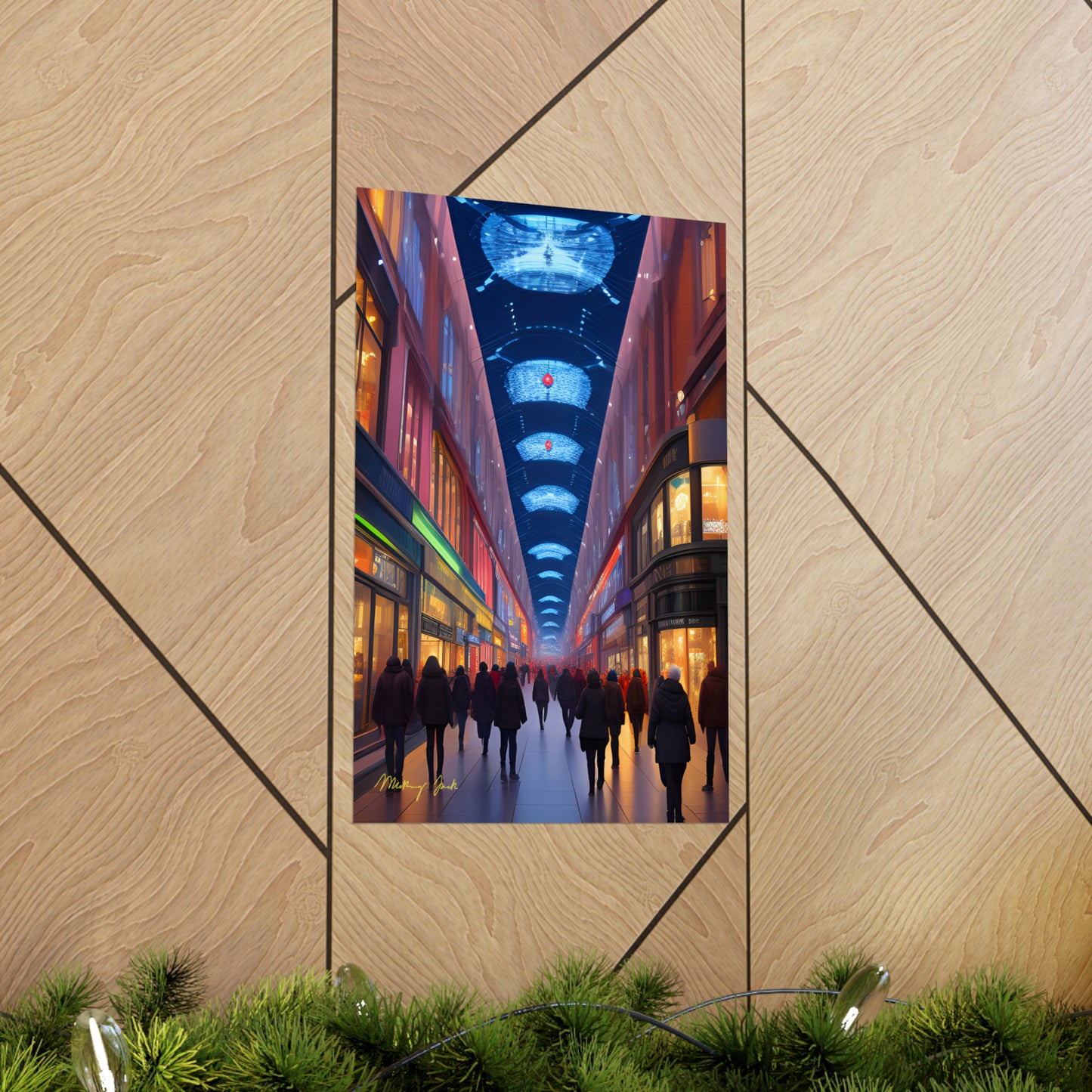 High Street Shoppers Futuristic Matte Vertical Posters