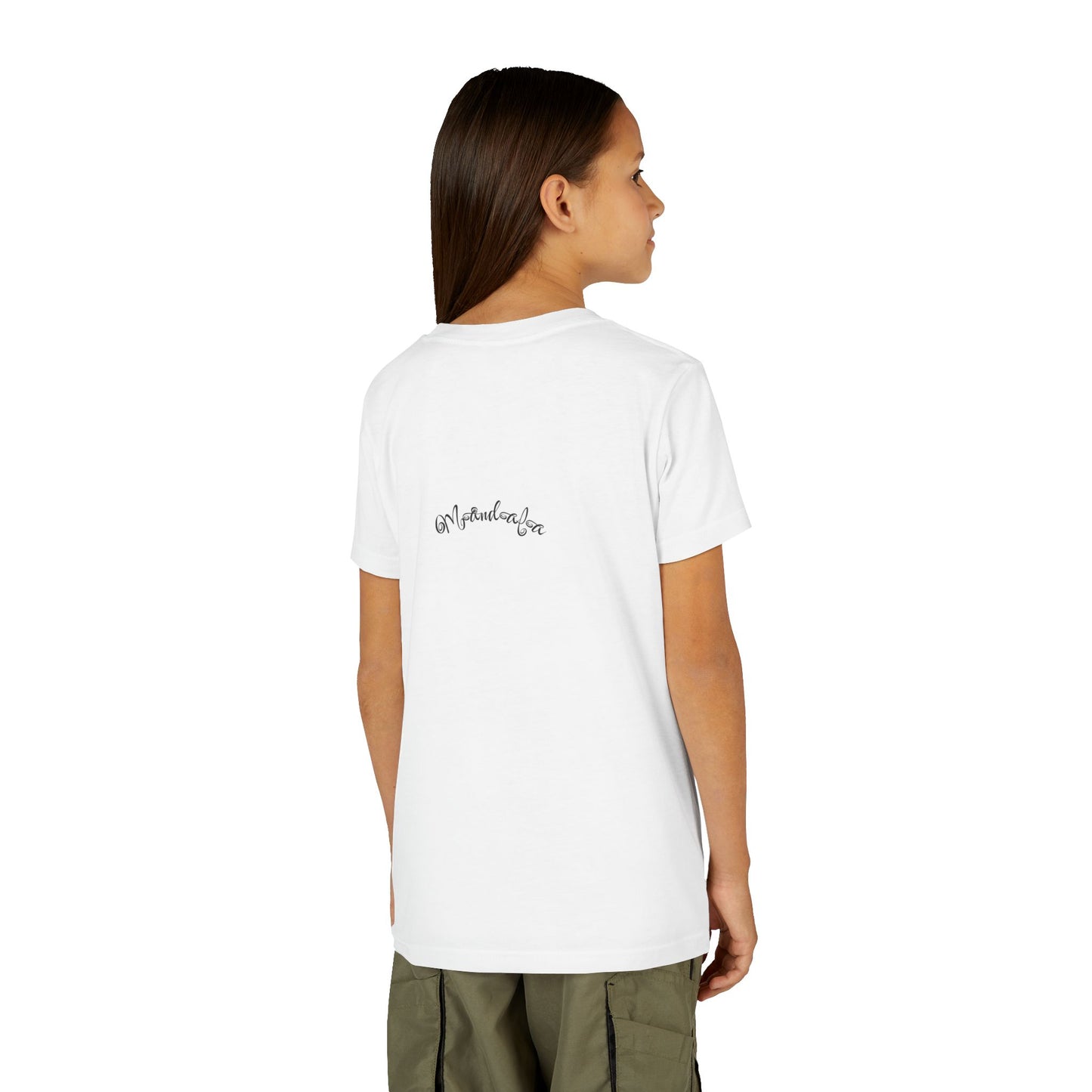 Mandala Hair Youth Floral Design Short Sleeve Tee (Lightweight with soft feel) - Cute T-Shirt for Kids, Perfect Gift for Birthdays, Summer Fun, Art Lovers, Casual Wear