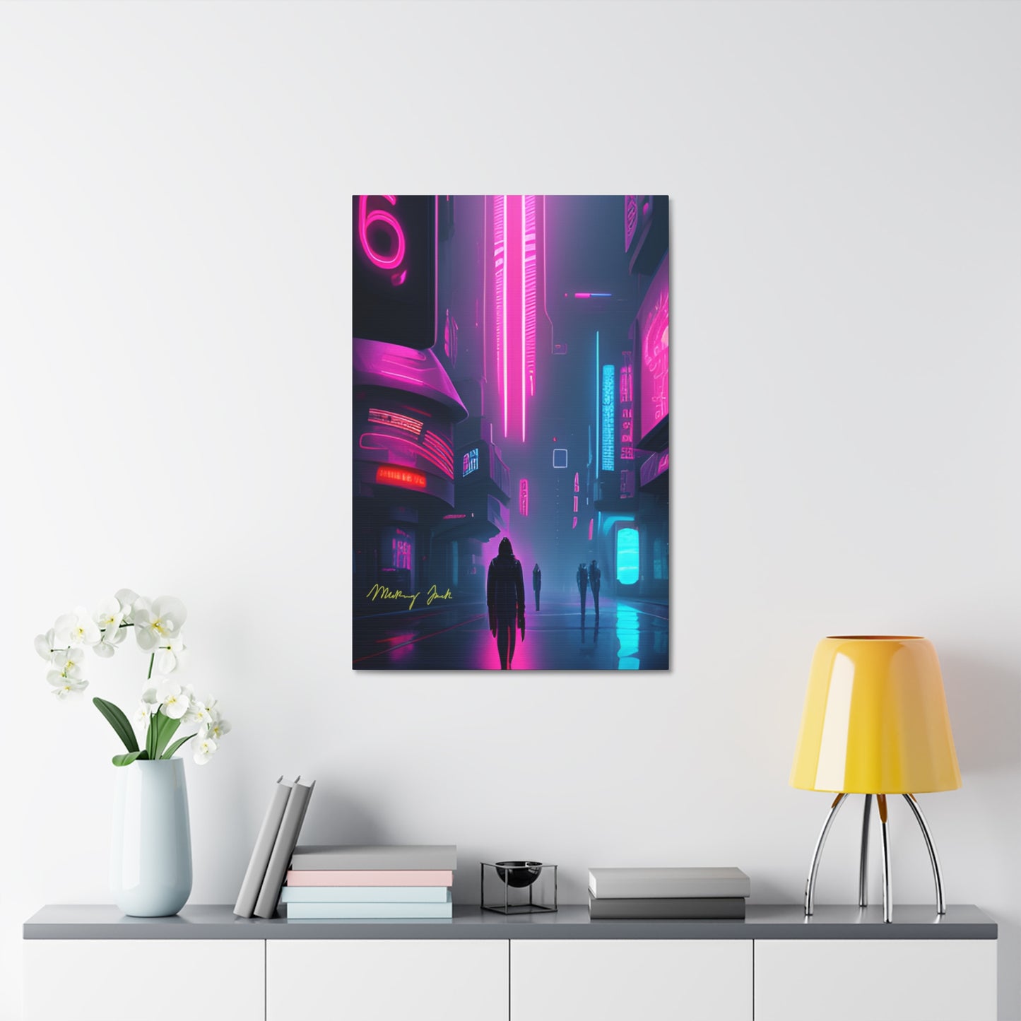 Into the Future (Black) Satin Canvas, Stretched