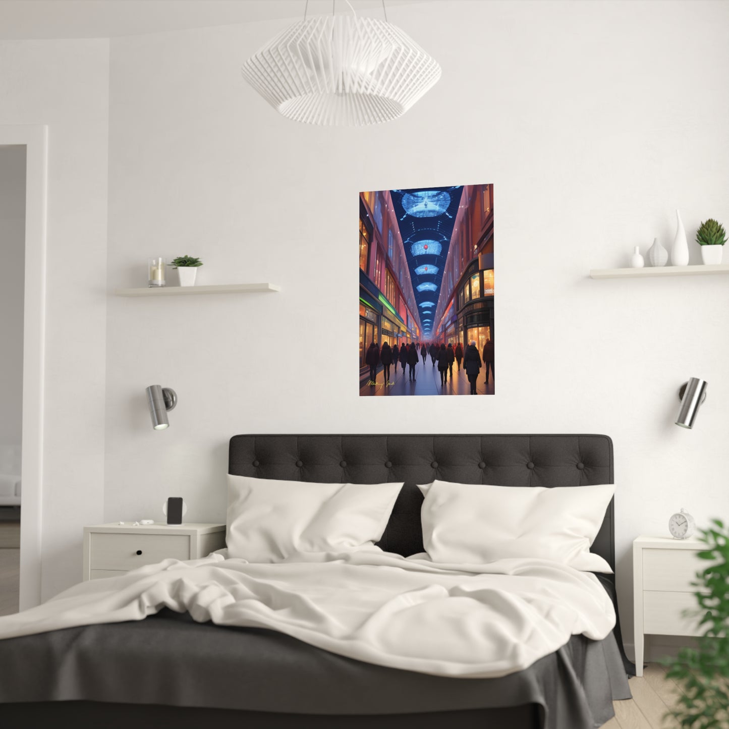 High Street Shoppers Futuristic Satin Poster (210gsm)
