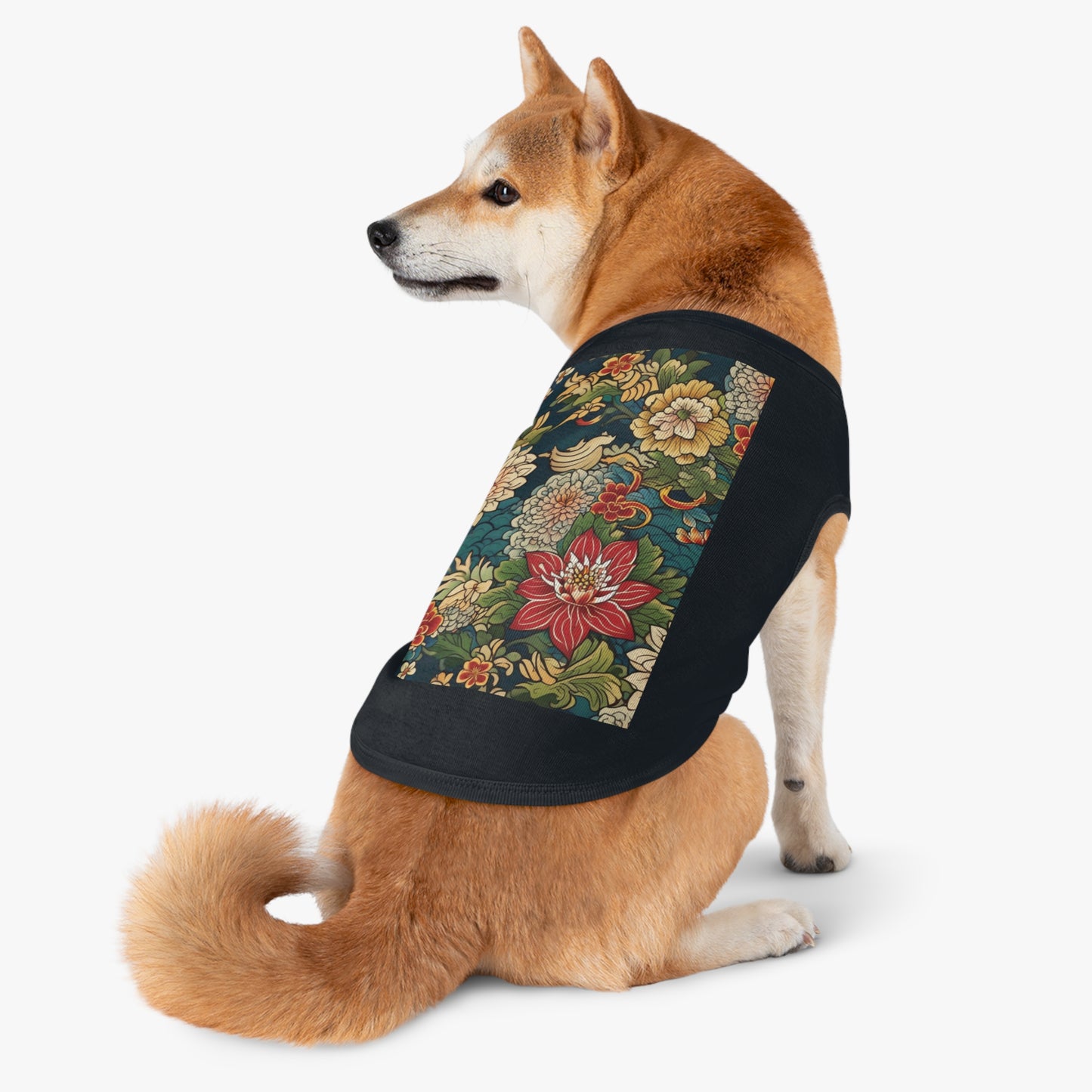 Pet Tank Top Japanese Flower Design 2