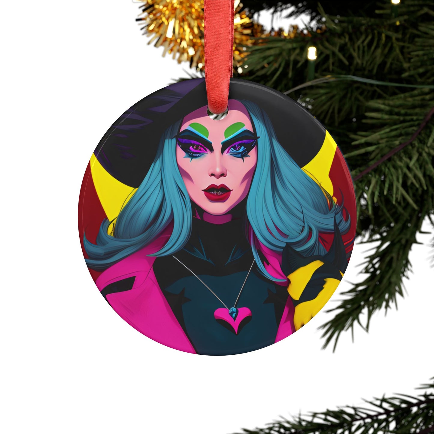 Halloween Witch Acrylic Ornament with Ribbon