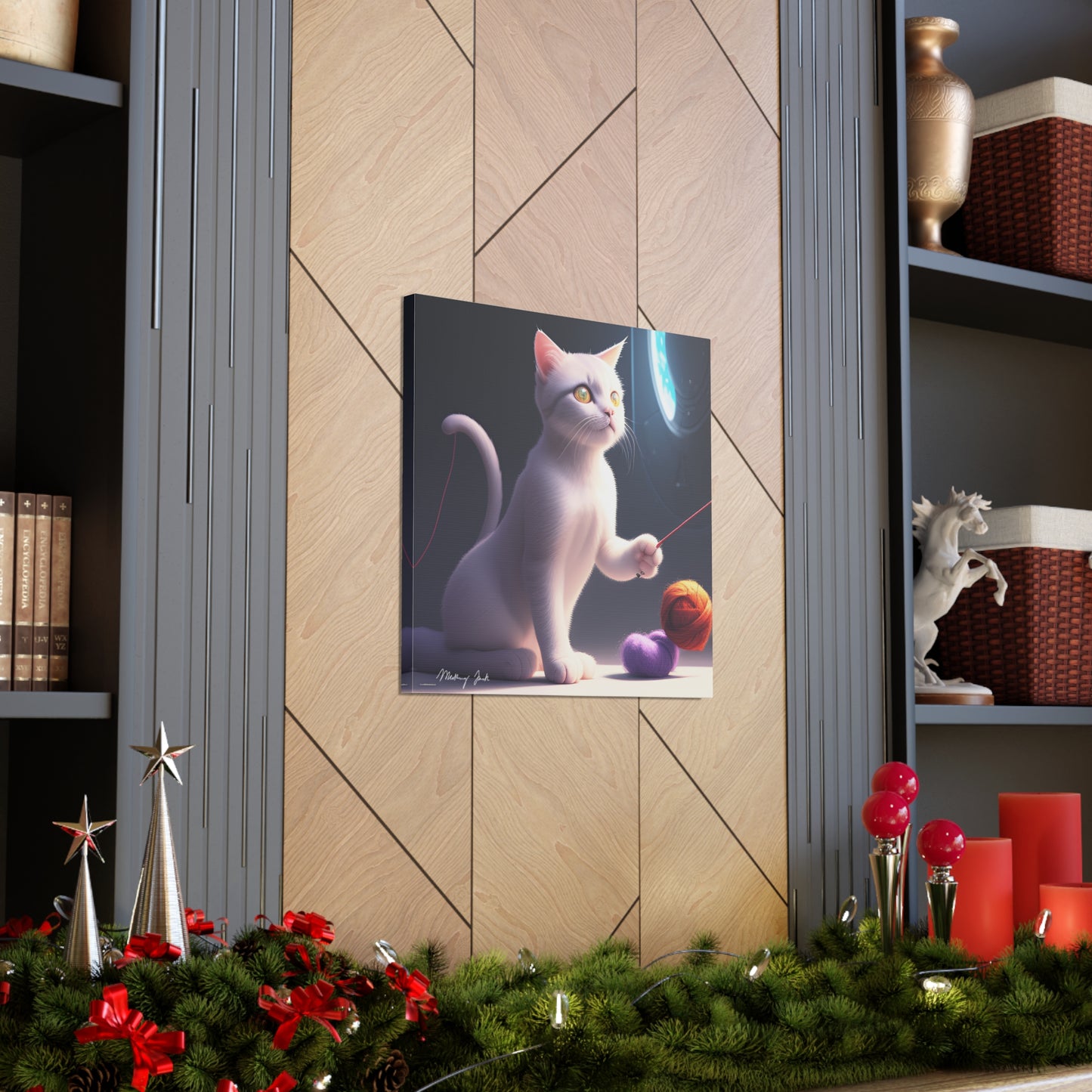 Playful Kitten and Wool Canvas Gallery Wraps