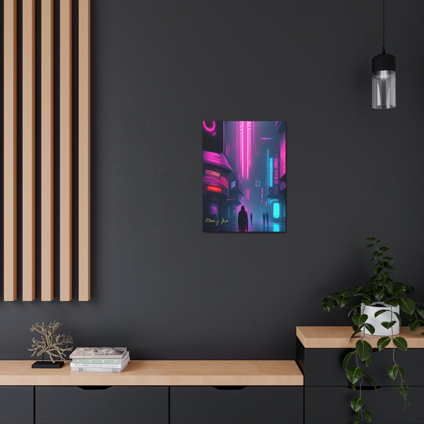 Into the Future (Black) Satin Canvas, Stretched