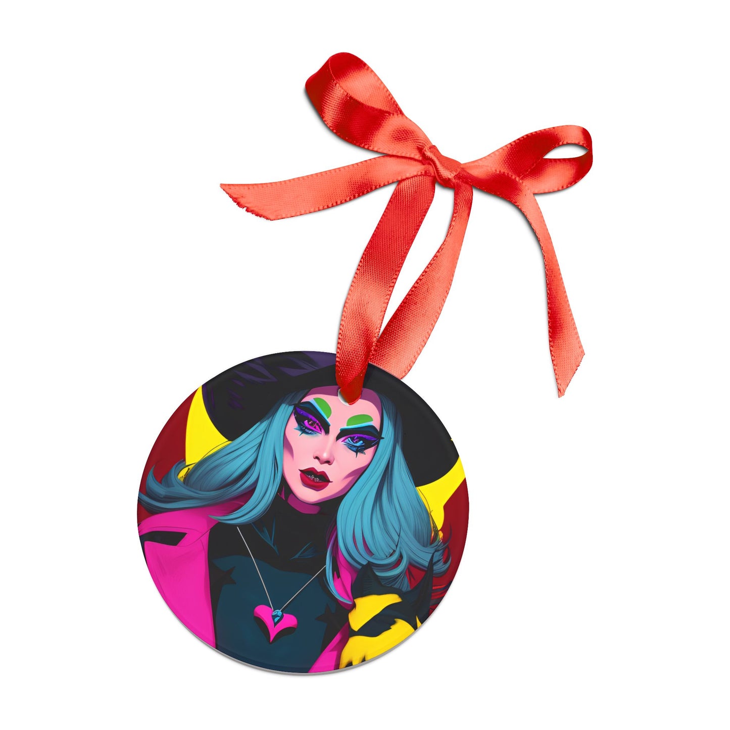 Halloween Witch Acrylic Ornament with Ribbon