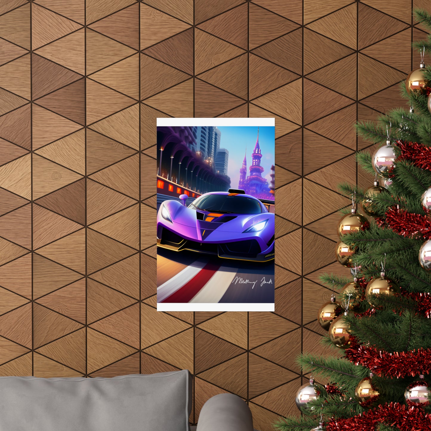 Purple Sportscar Matte Vertical Posters