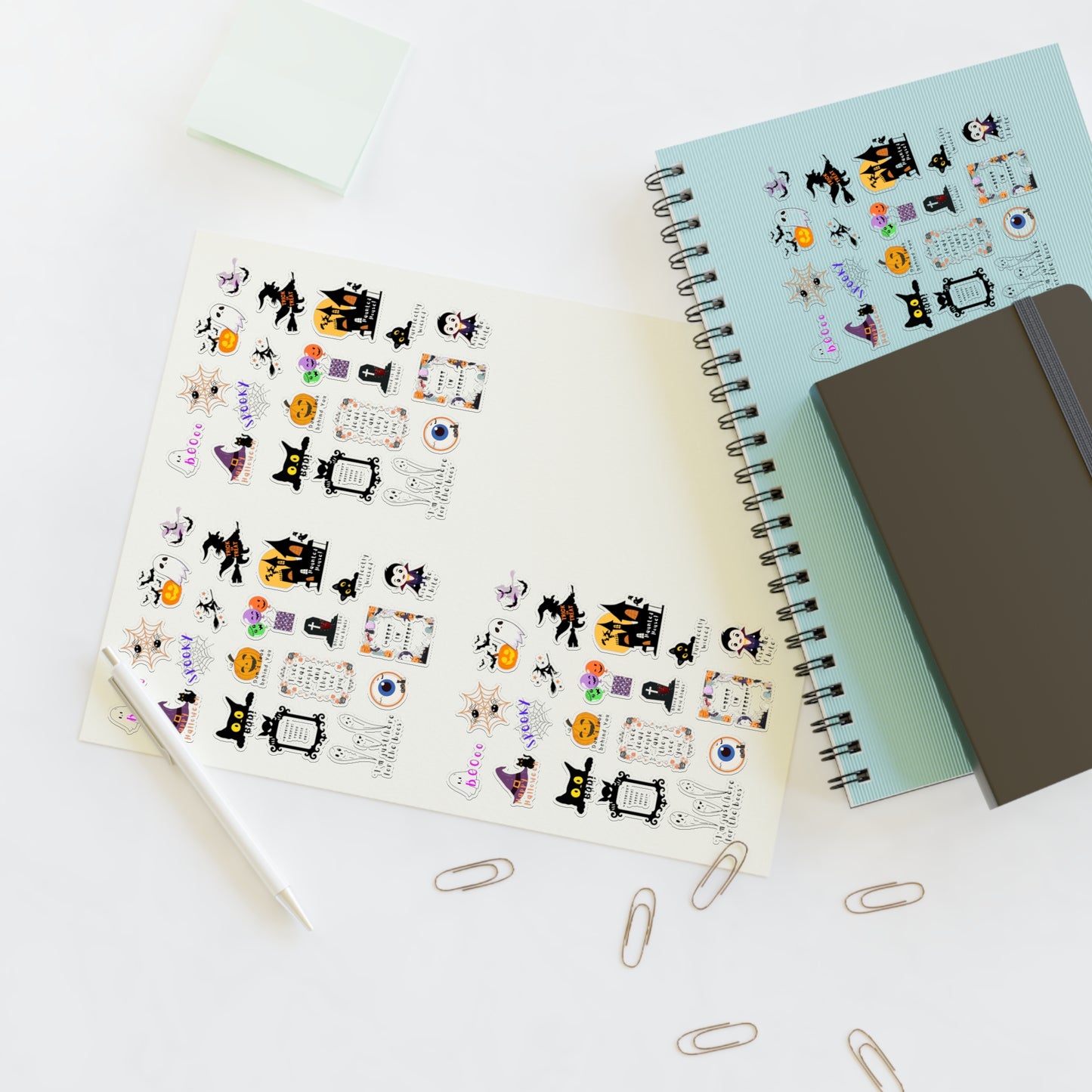 Halloween-Themed Sticker Sheets, Cute Planner Stickers, Spooky Decor, Scrapbooking Supplies, Fun Stickers for Kids & Adults