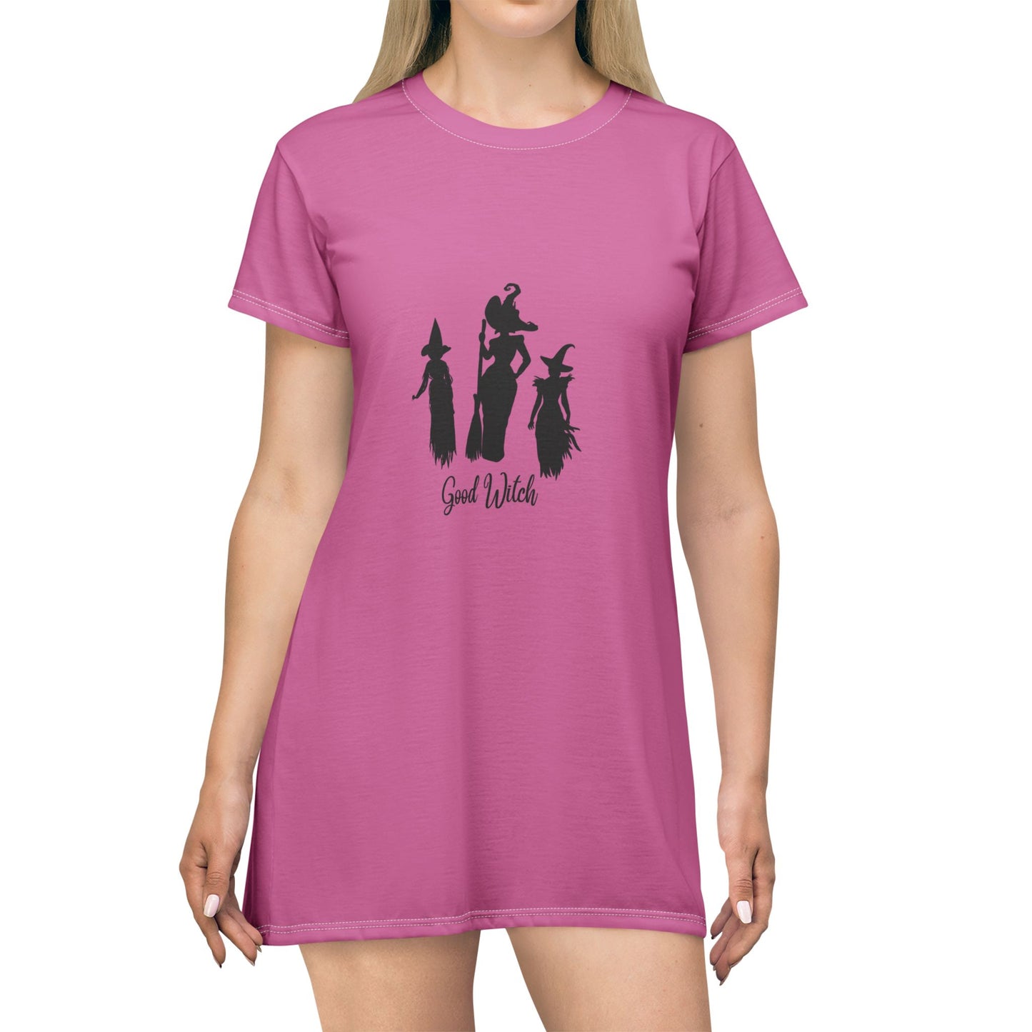 Good Witch T-Shirt Dress (AOP) light pink