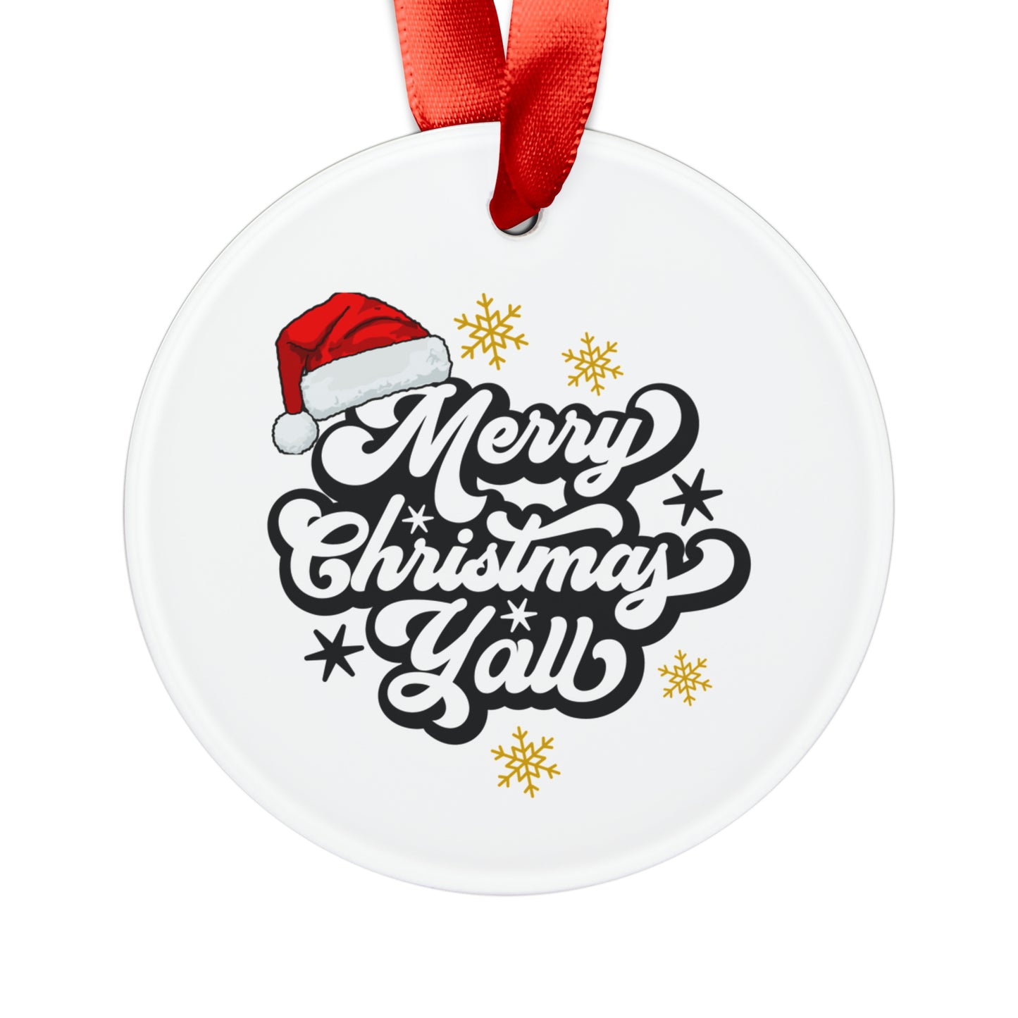 Merry Christmas Acrylic Ornament with Ribbon