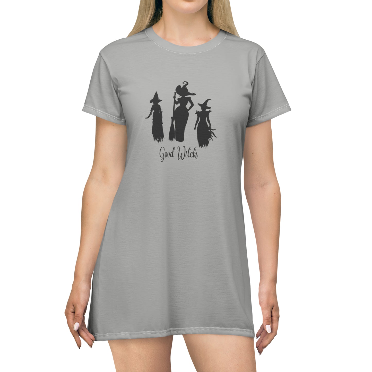 Good Witch T-Shirt Dress (AOP) grey