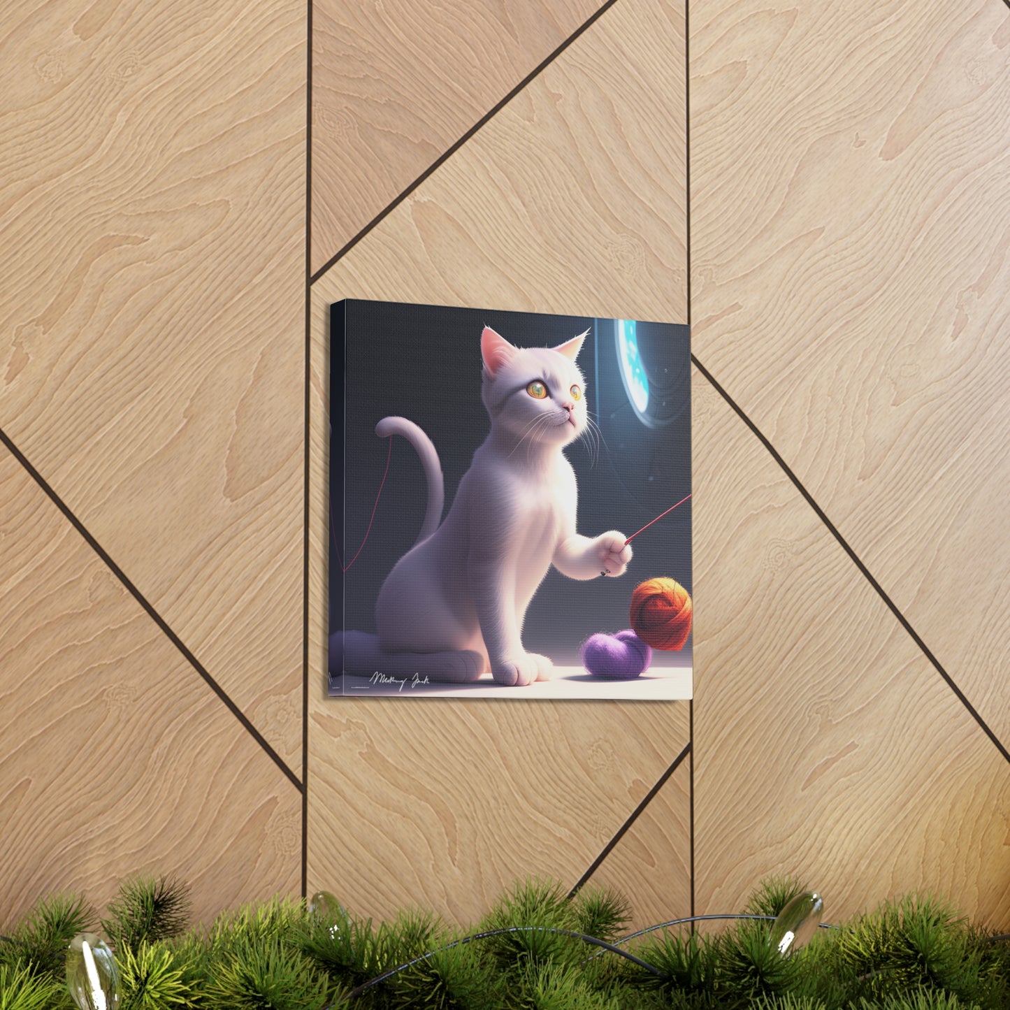 Playful Kitten and Wool Canvas Gallery Wraps