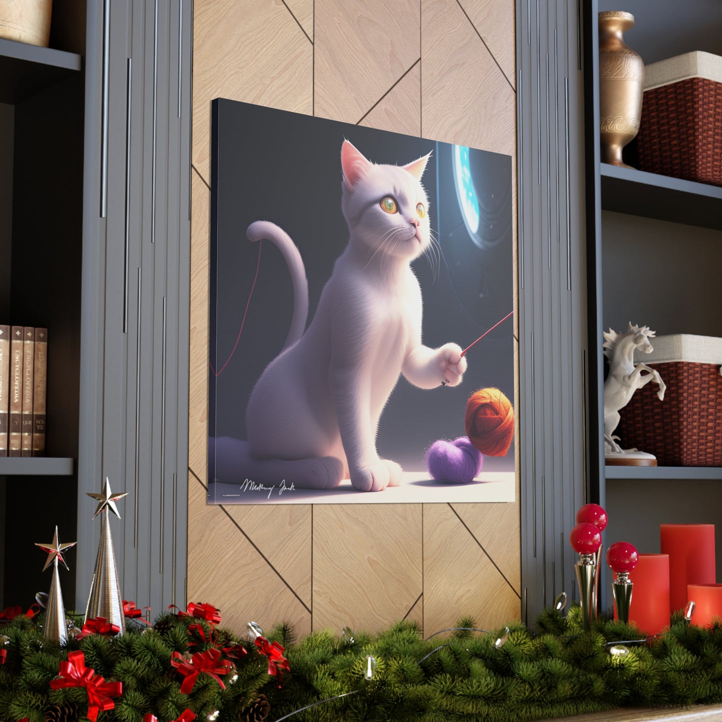 Playful Kitten and Wool Canvas Gallery Wraps