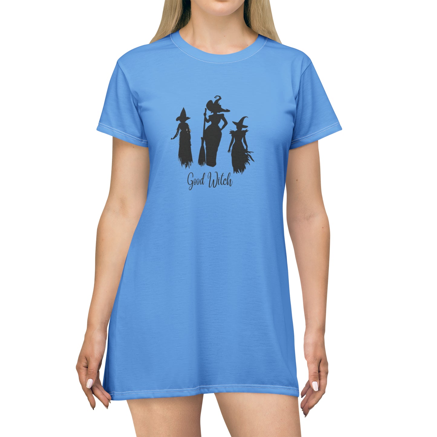 Good Witch T-Shirt Dress (AOP) light blue