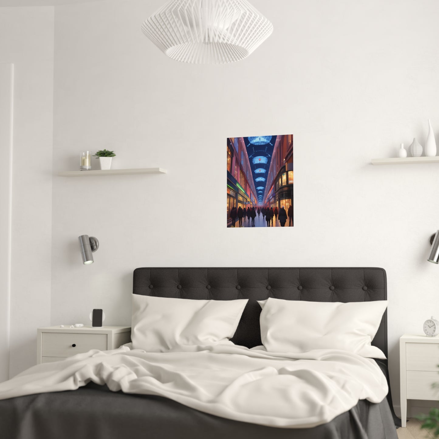 High Street Shoppers Futuristic Satin Poster (210gsm)